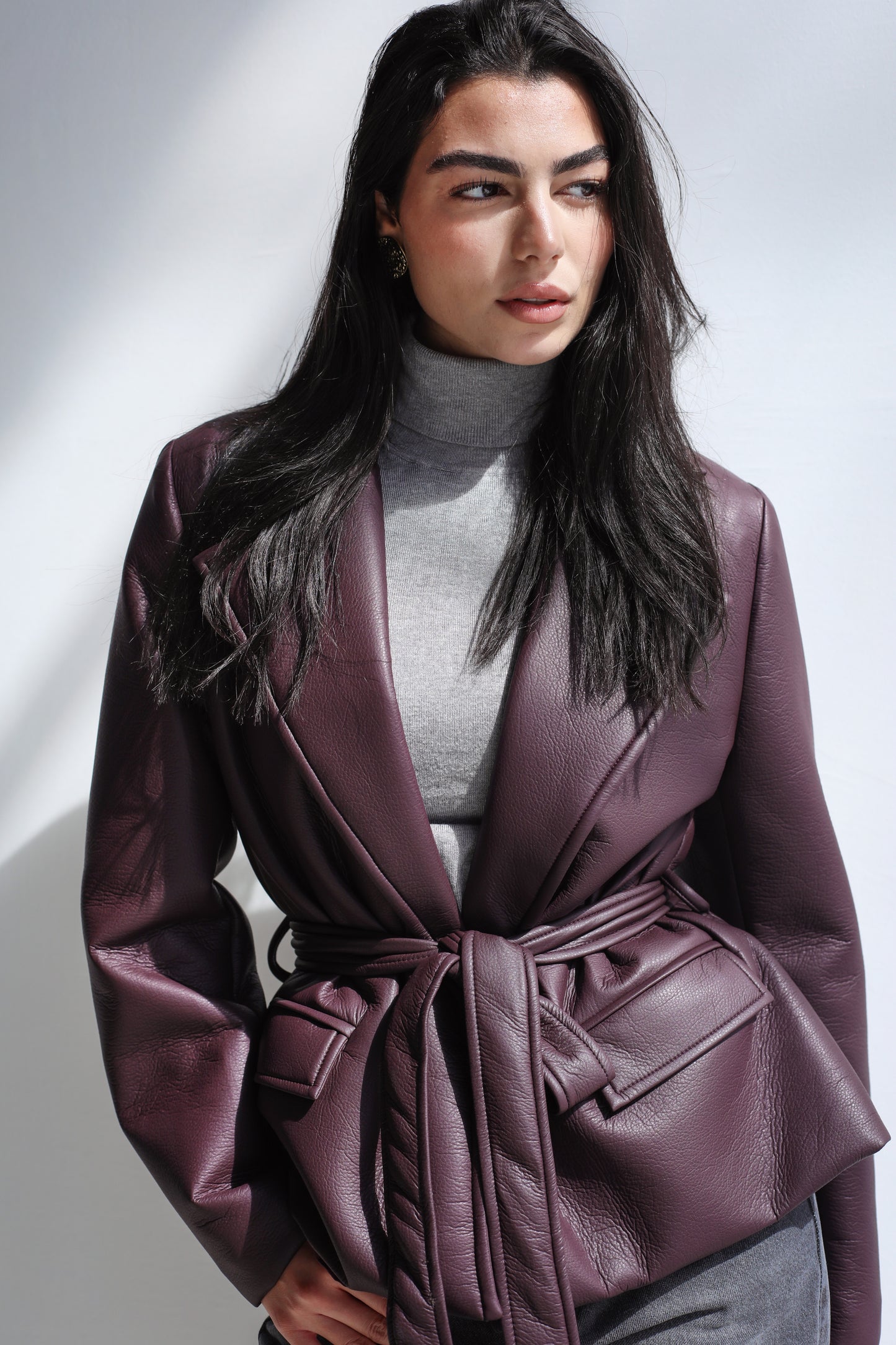 Going Places Leather Blazer - Burgundy