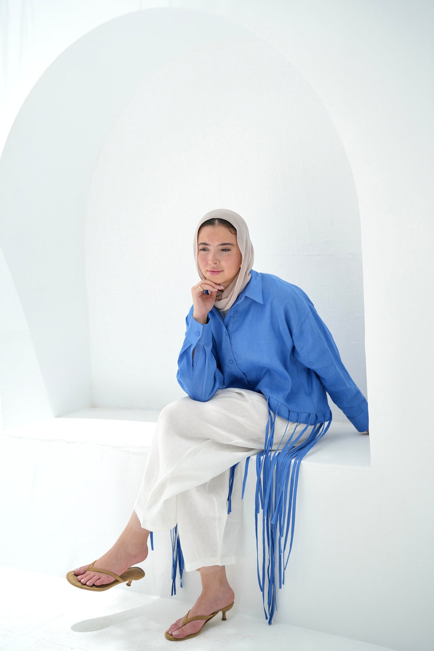 Girl’s Girl Linen Top - Cobalt