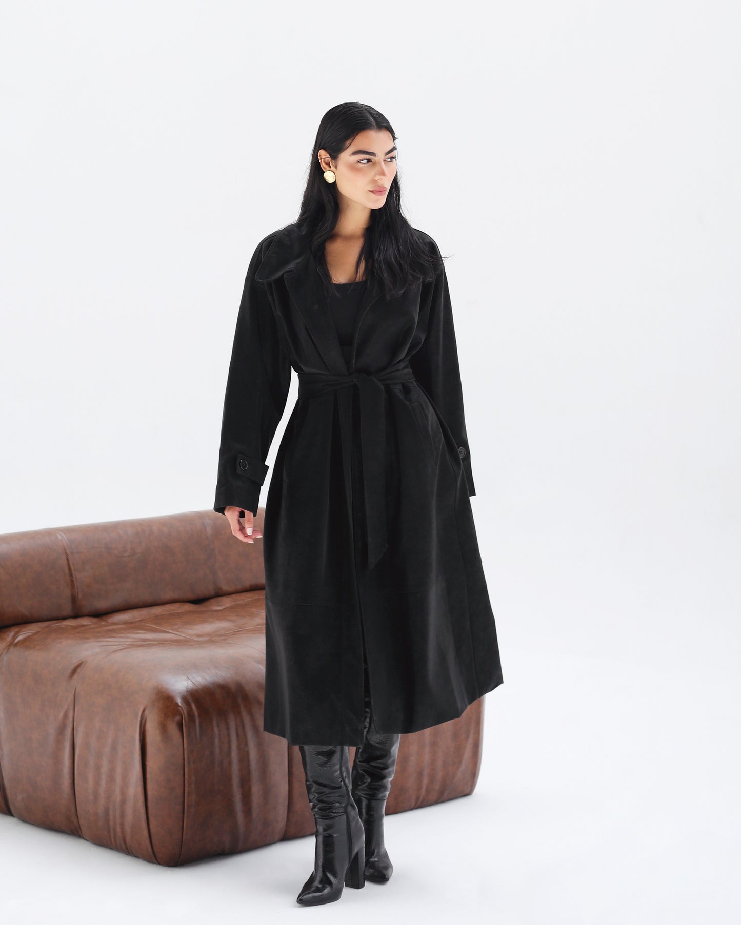 Rock it Leather Trench in Black