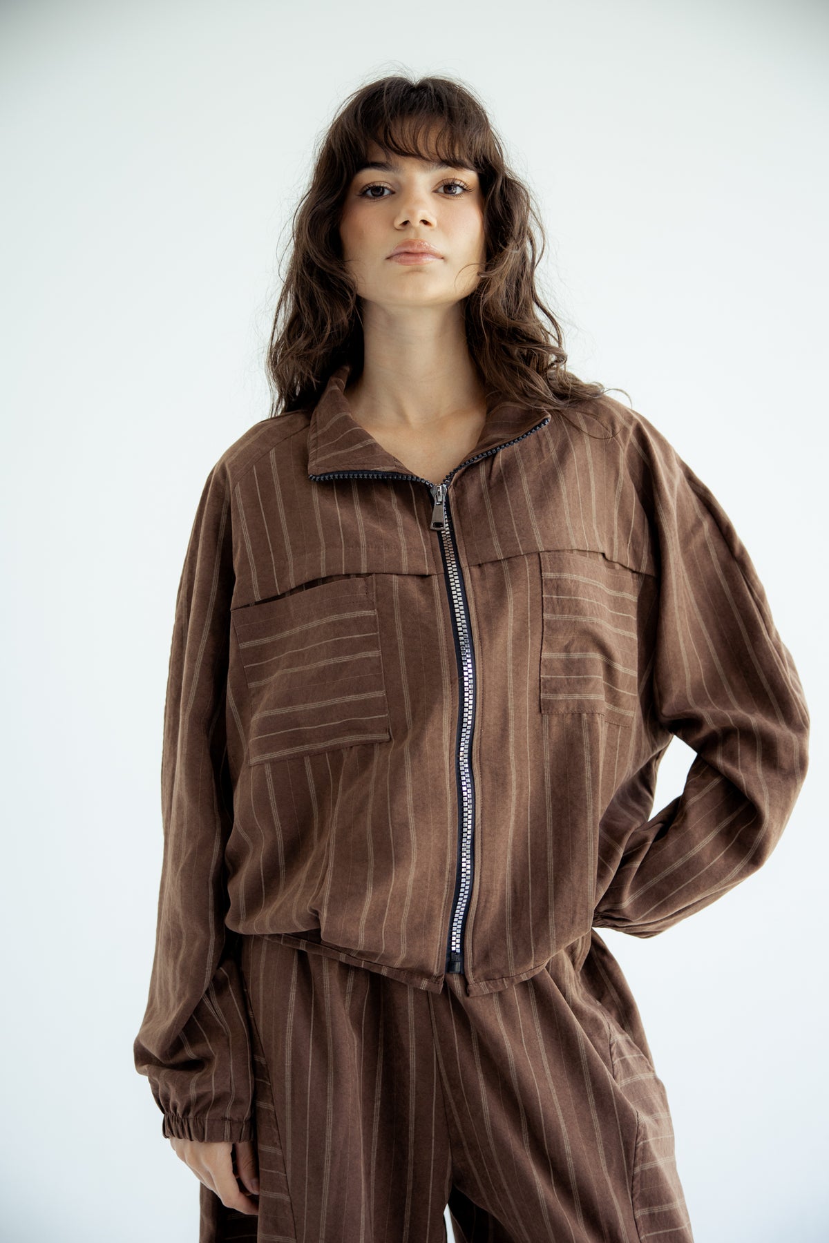 Now or Never Striped Set - Brown