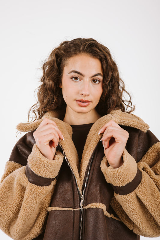 Cozy Reversible Coat - Brown