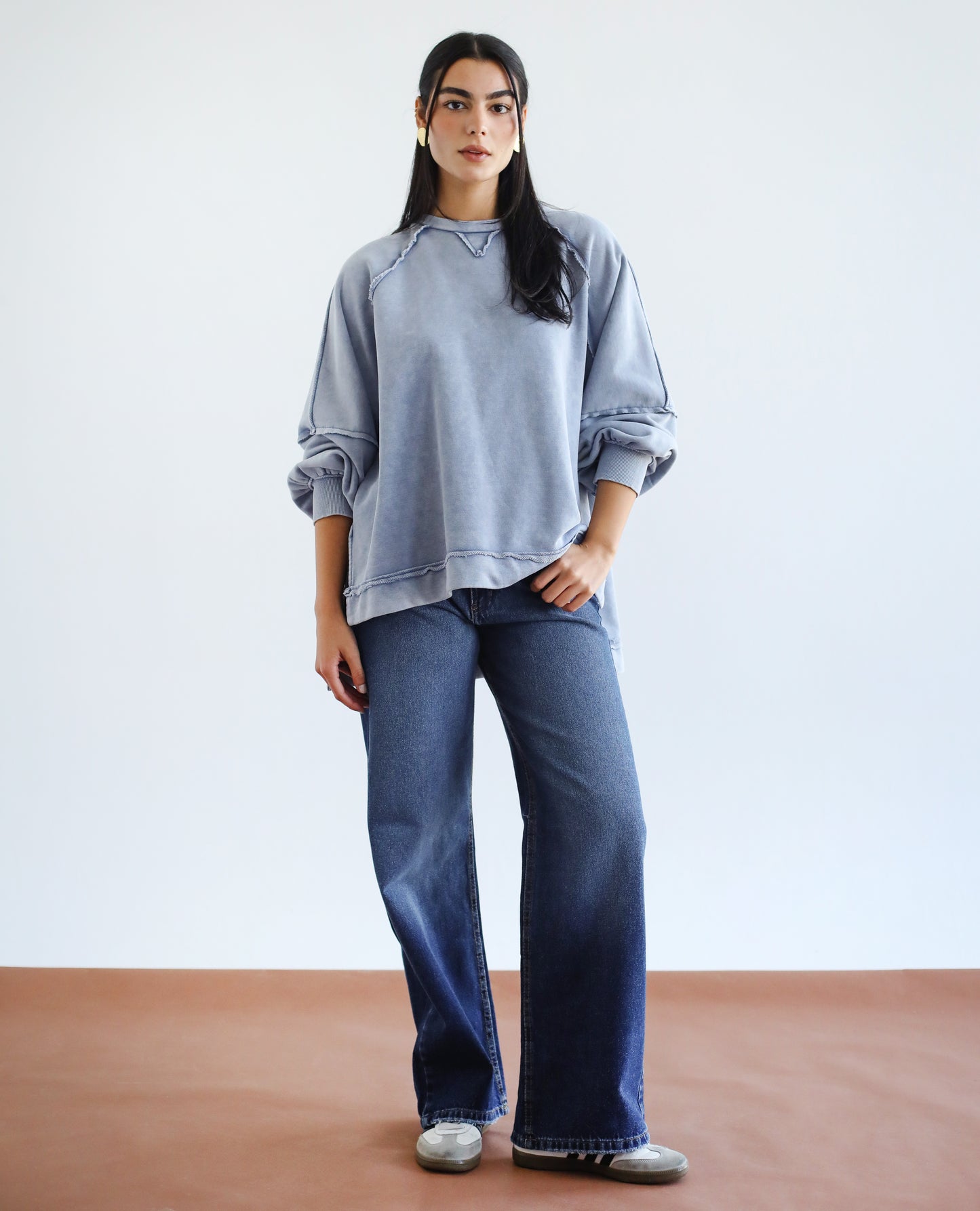 Wide-Leg High-Waist Jeans in Blue