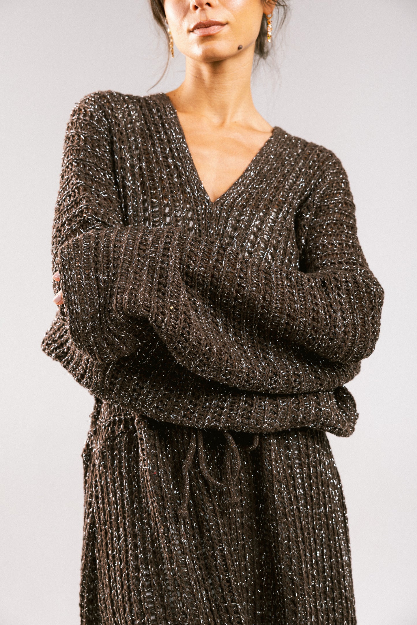 Sunbeam Crochet Coverup Dress - Brown