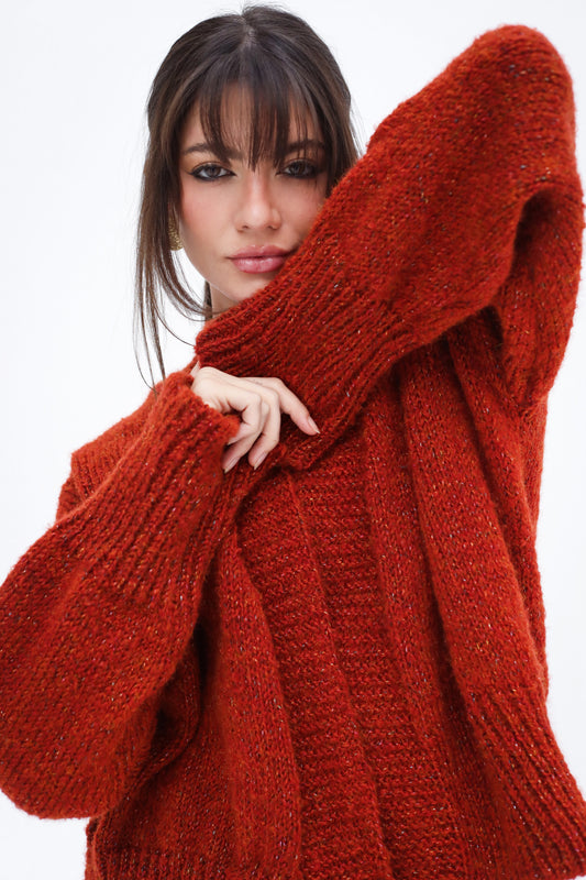 Crisp Air Knit Cardigan - Burnt Orange
