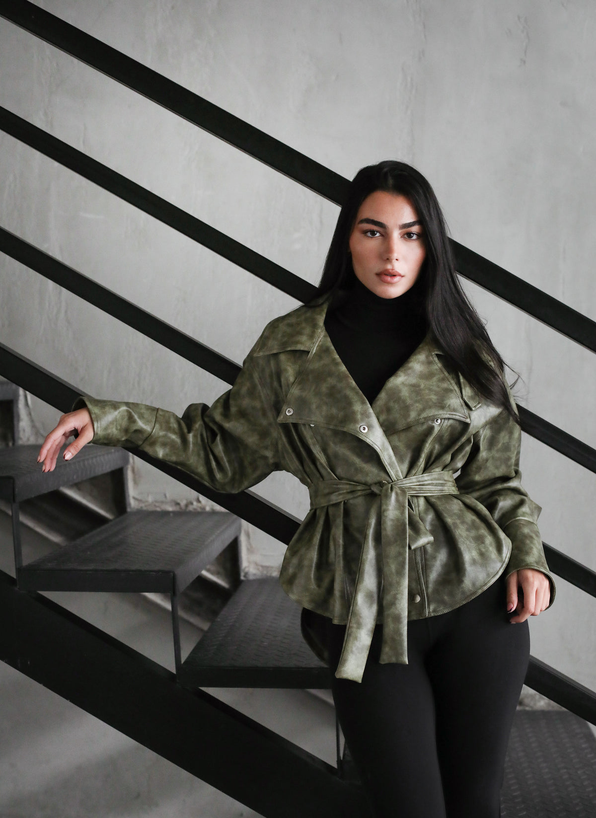 Not Your Basic Leather Jacket - Olive