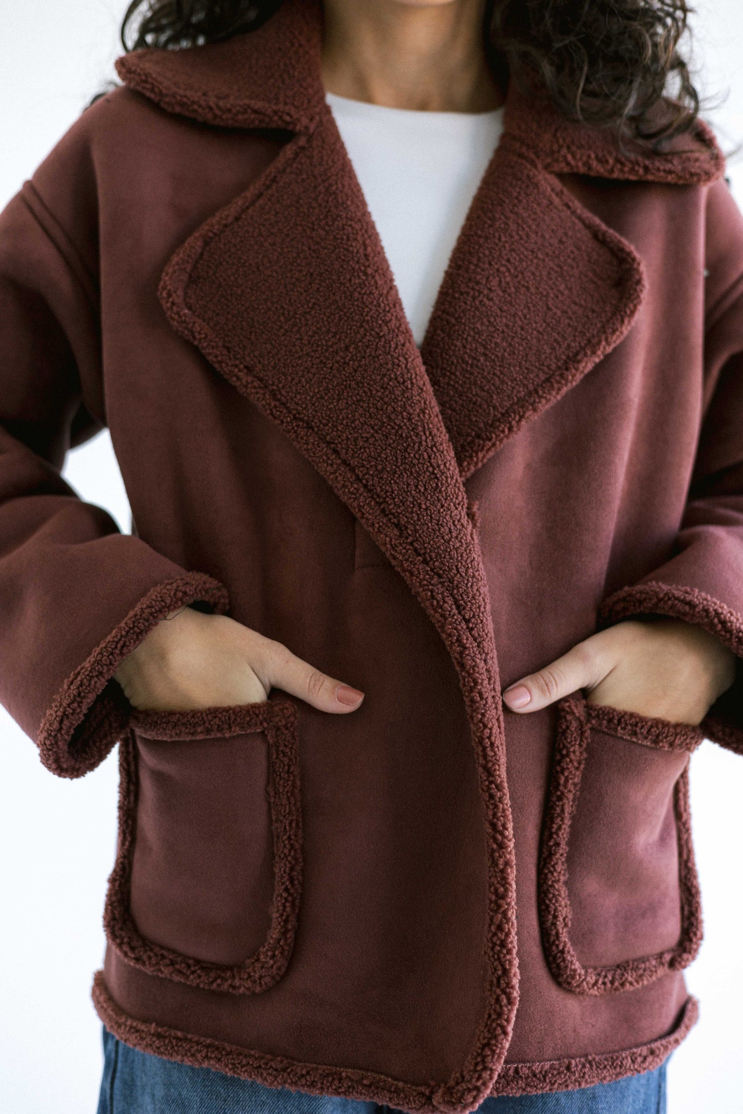 Warmth Shearling Jacket - Burgundy