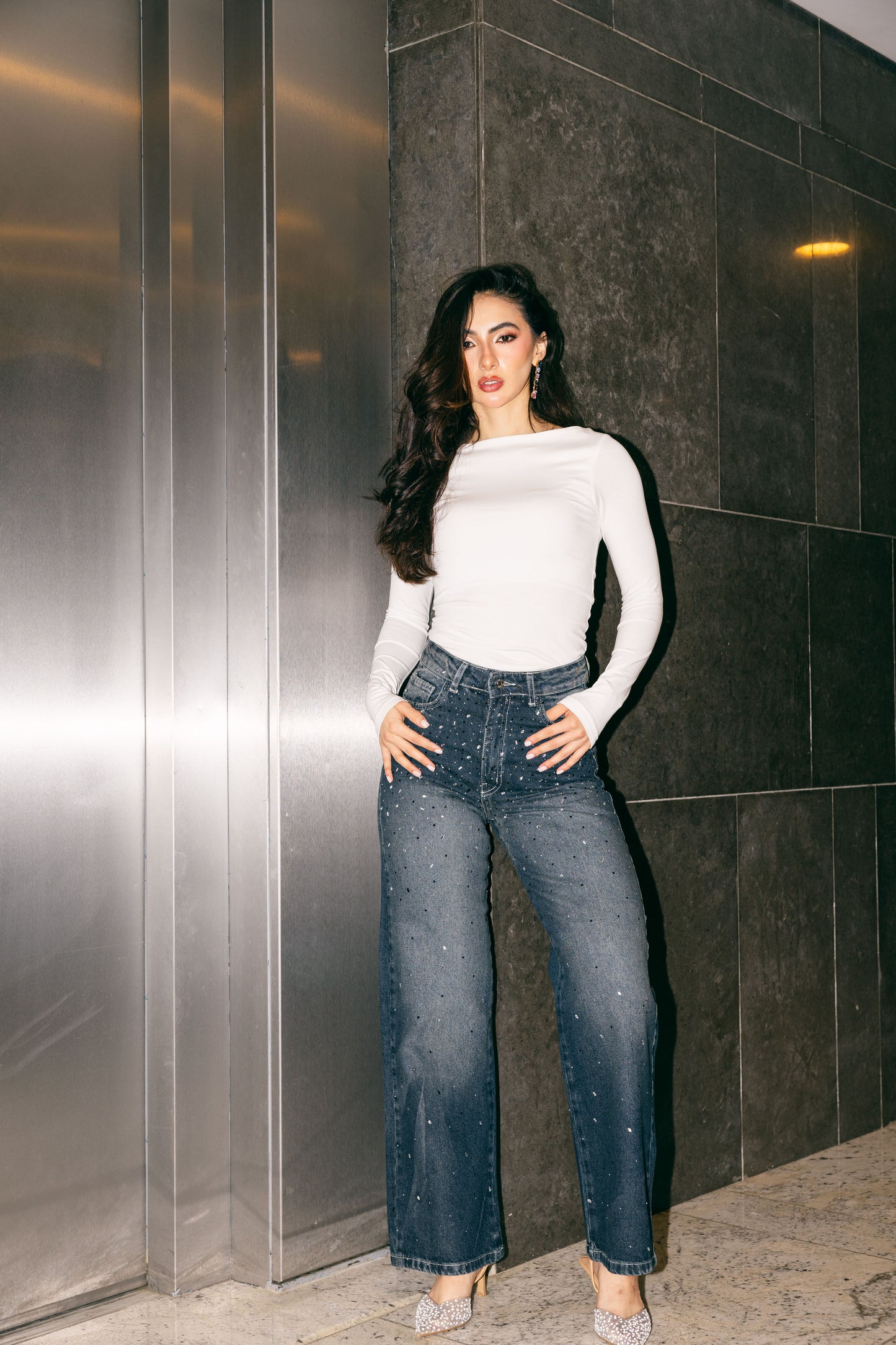 She’s The Moment Denim Pants in Dark Blue