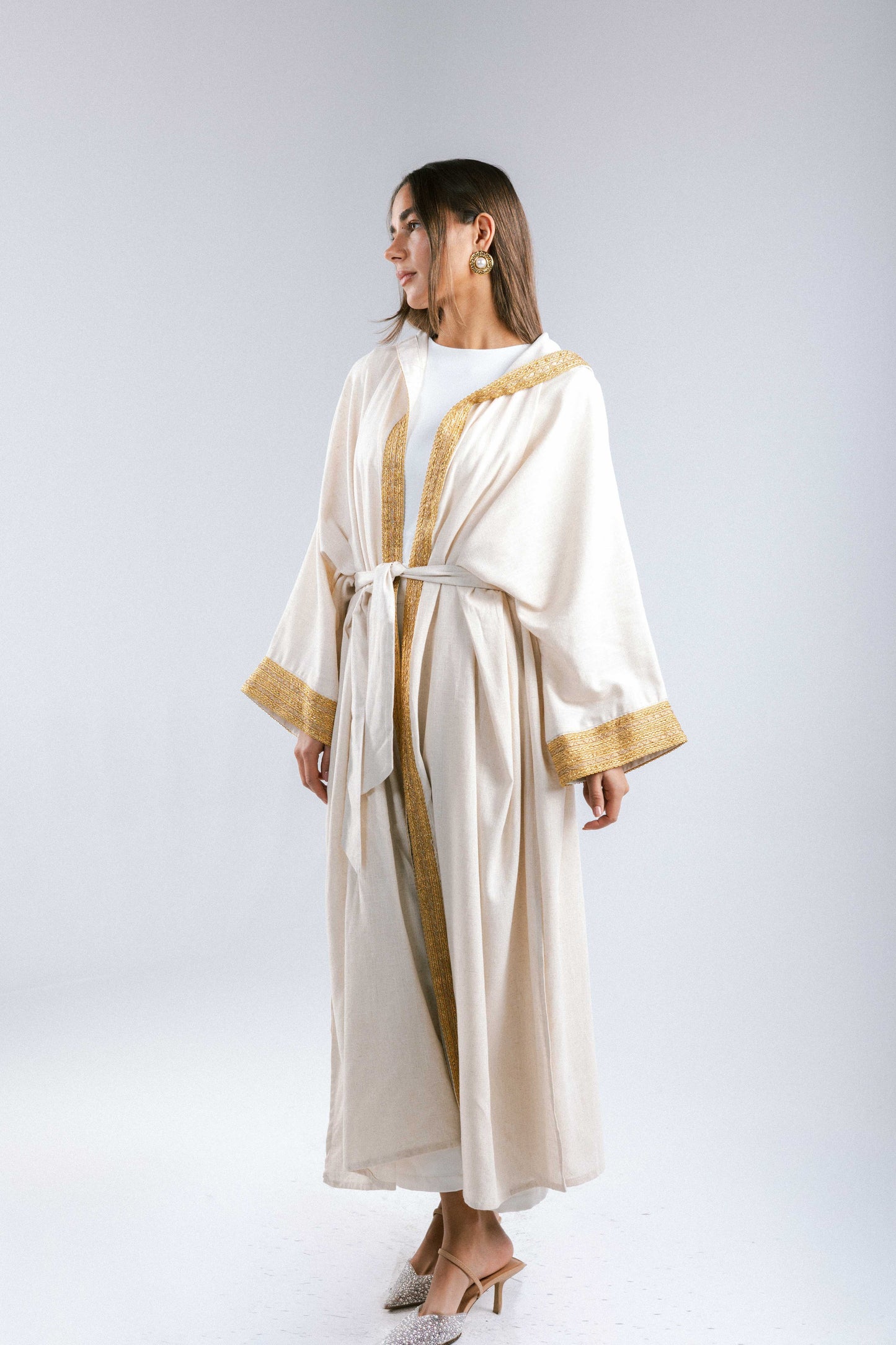 Marrakesh Linen Kaftan in Beige