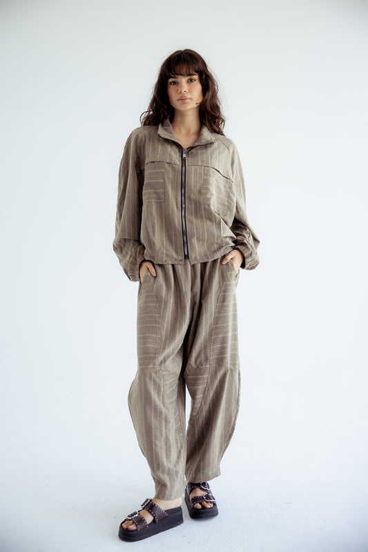 Now or Never Striped Set - Olive