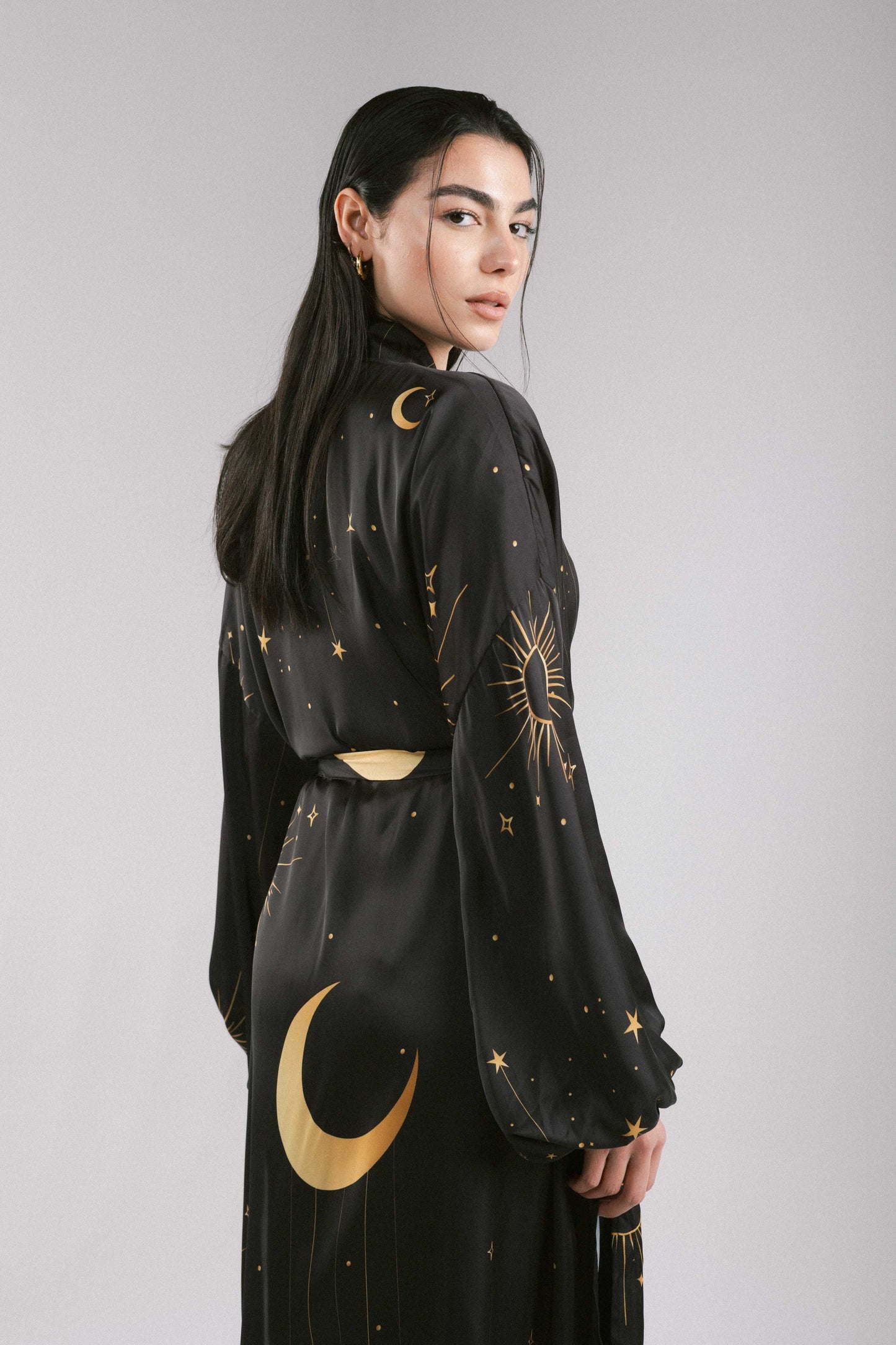 All Stars Satin Kimono in Black