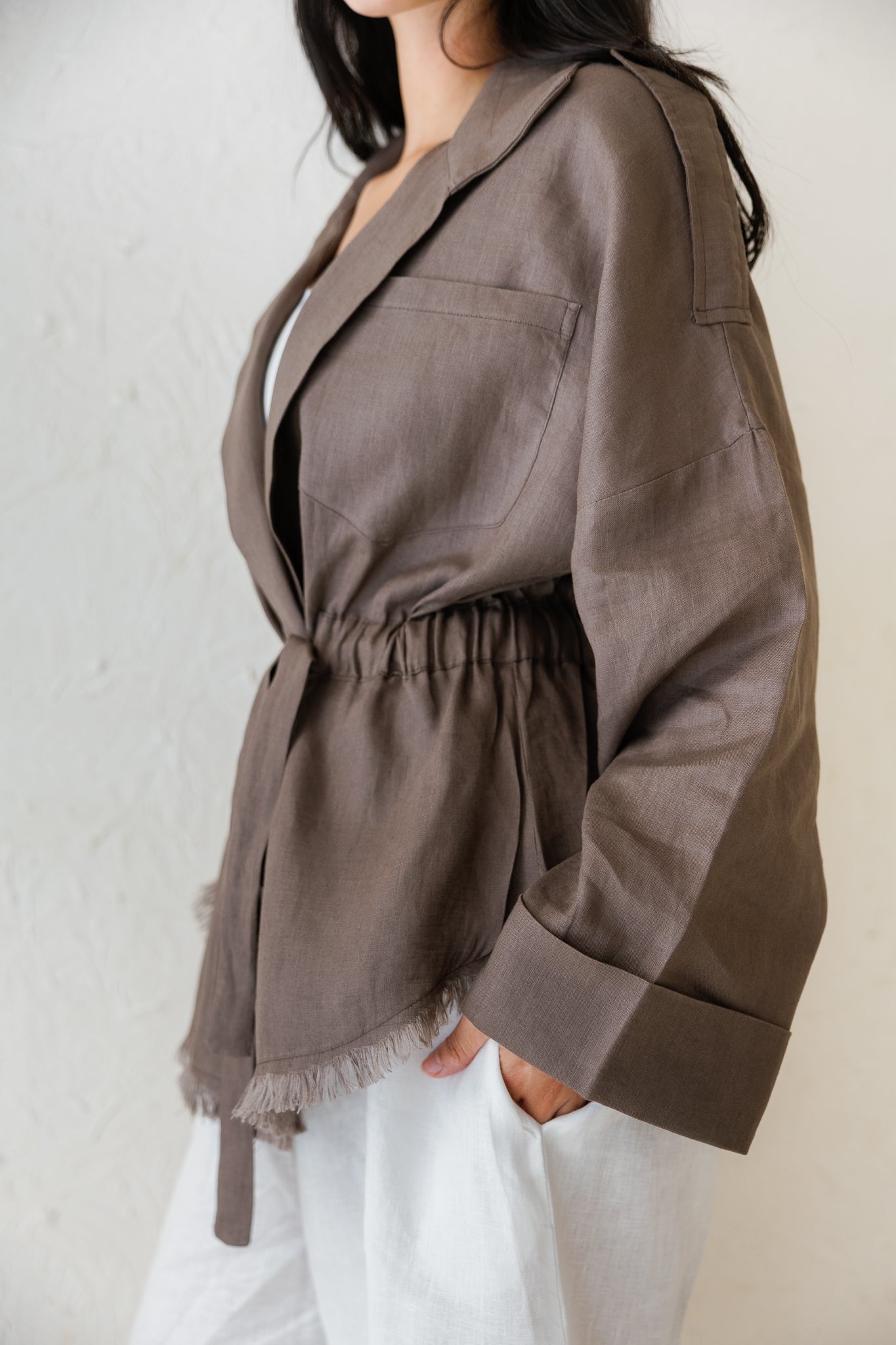 Amalia’s Signature Linen Top - Dusty Grey