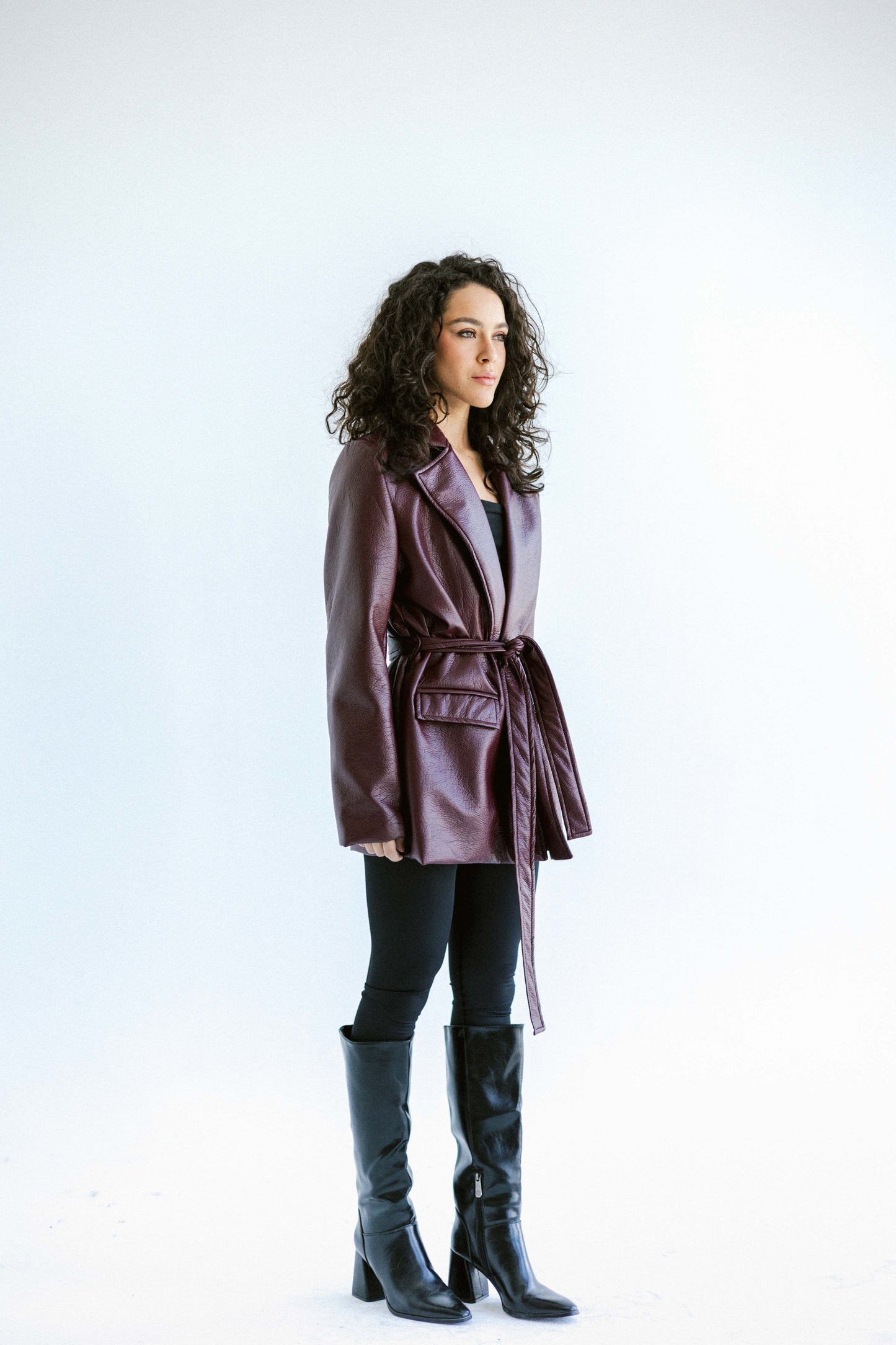 Going Places Leather Blazer (Long Version)  - Burgundy