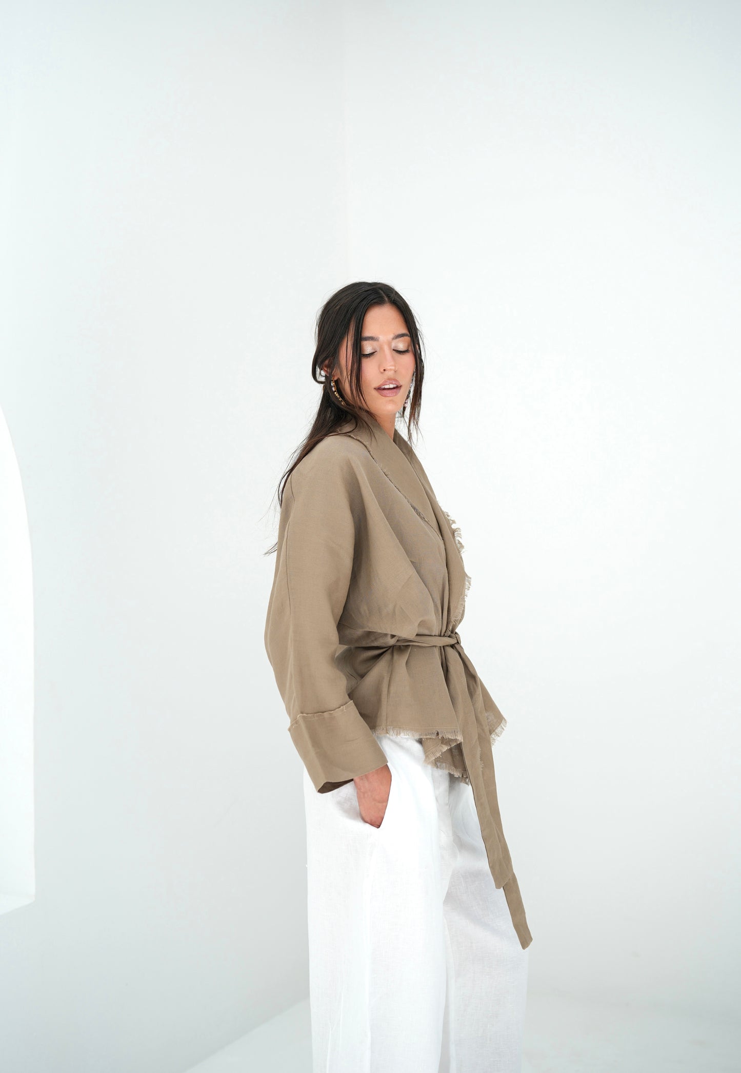 Sun Chaser Linen Cardigan - Taupe