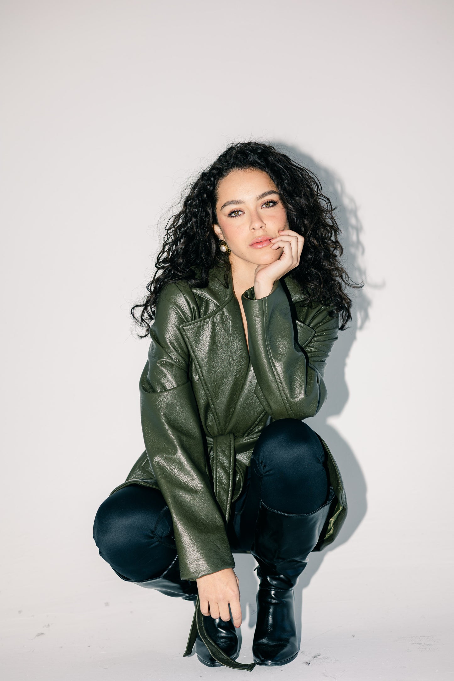 Going Places Leather Blazer (Long Version)  - Olive