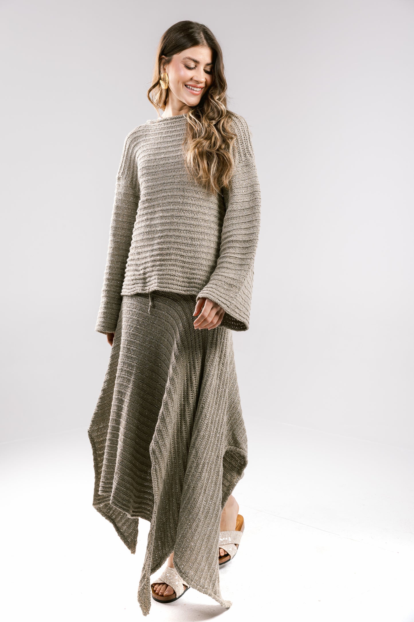 Shore Nights Crochet Skirt - Taupe