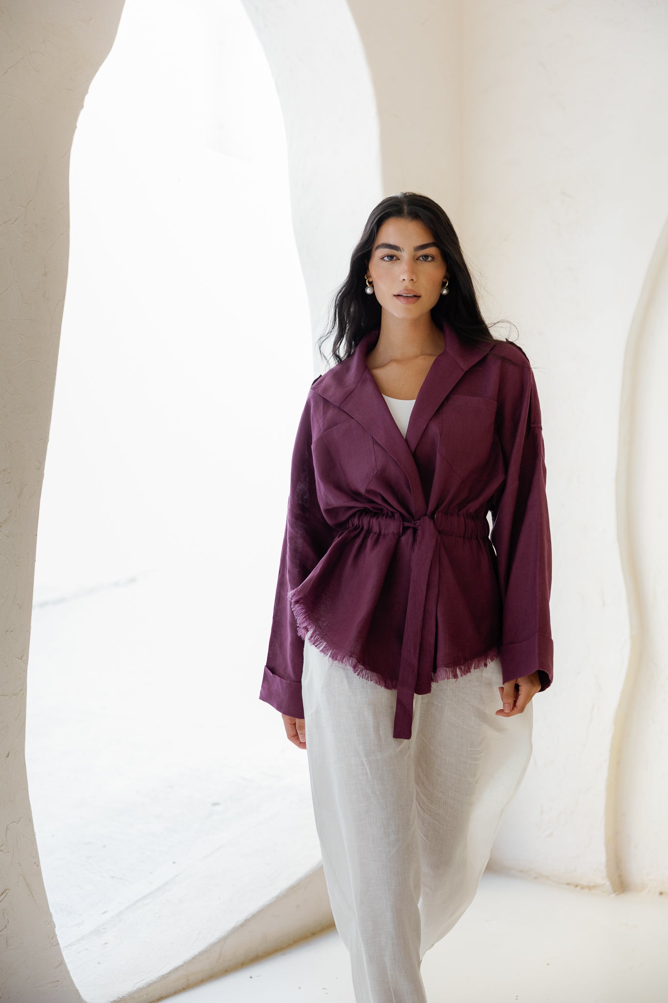 Amalia’s Signature Linen Top - Purple
