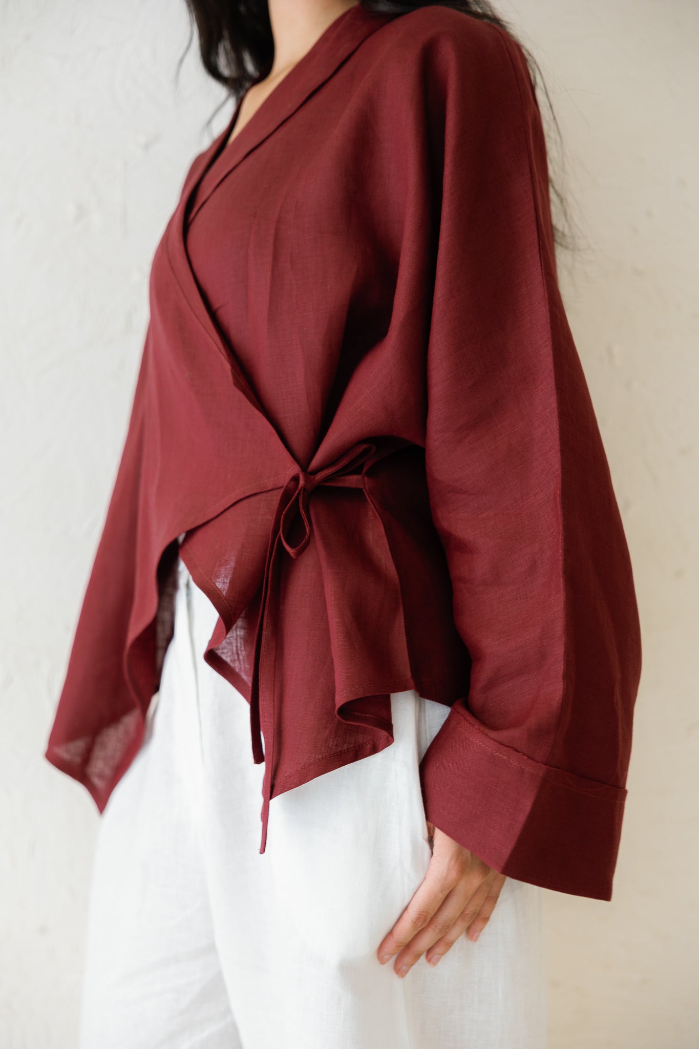 Such A Dreamy Linen Top - Burgundy