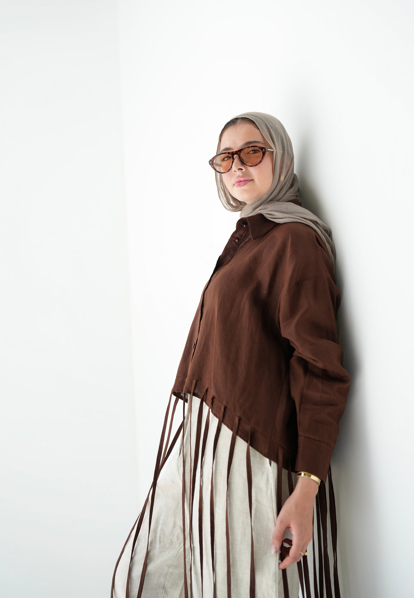Girl’s Girl Linen Top - Brown