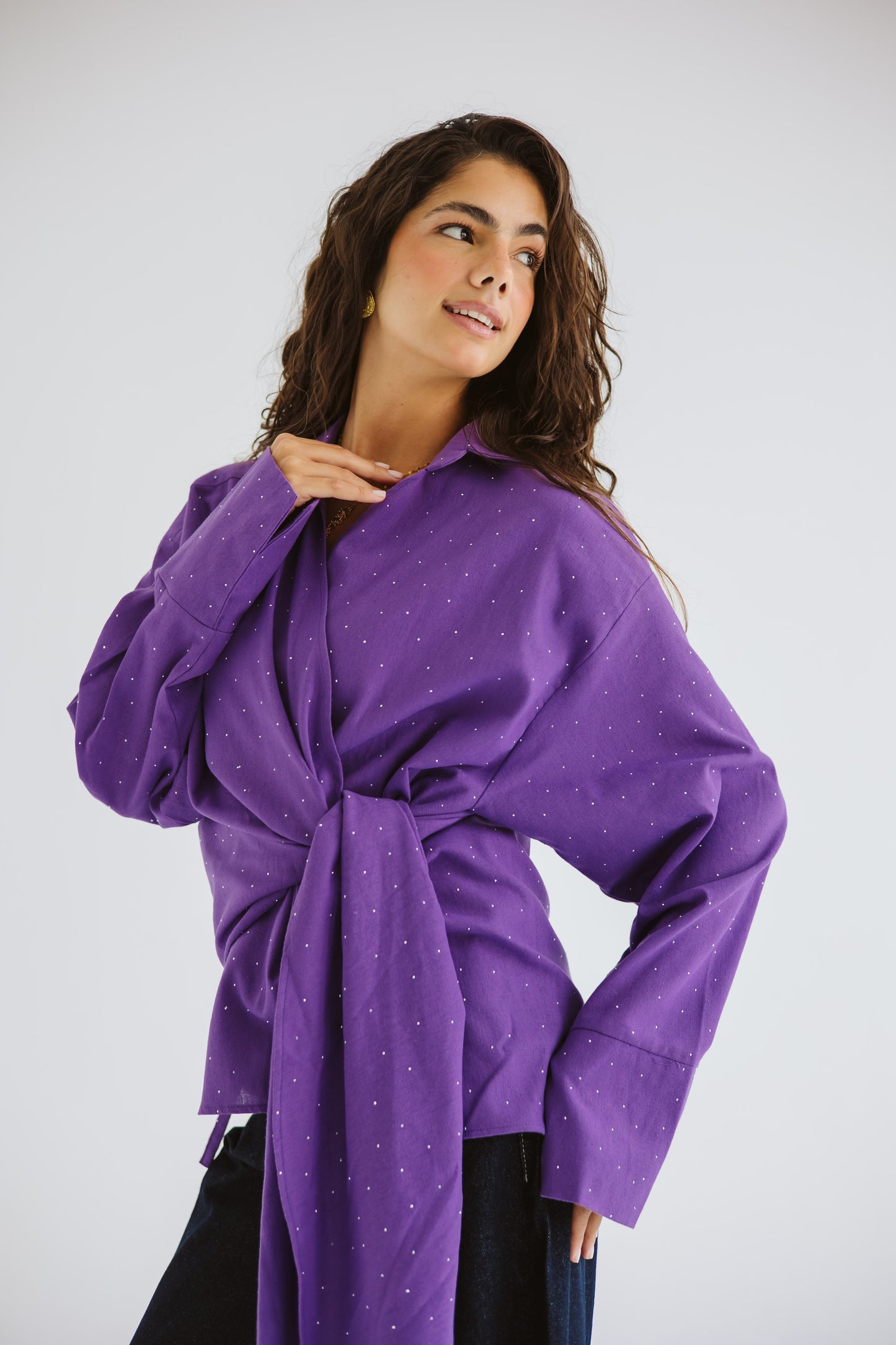 Studded Wrapped In A Dream Top - Purple