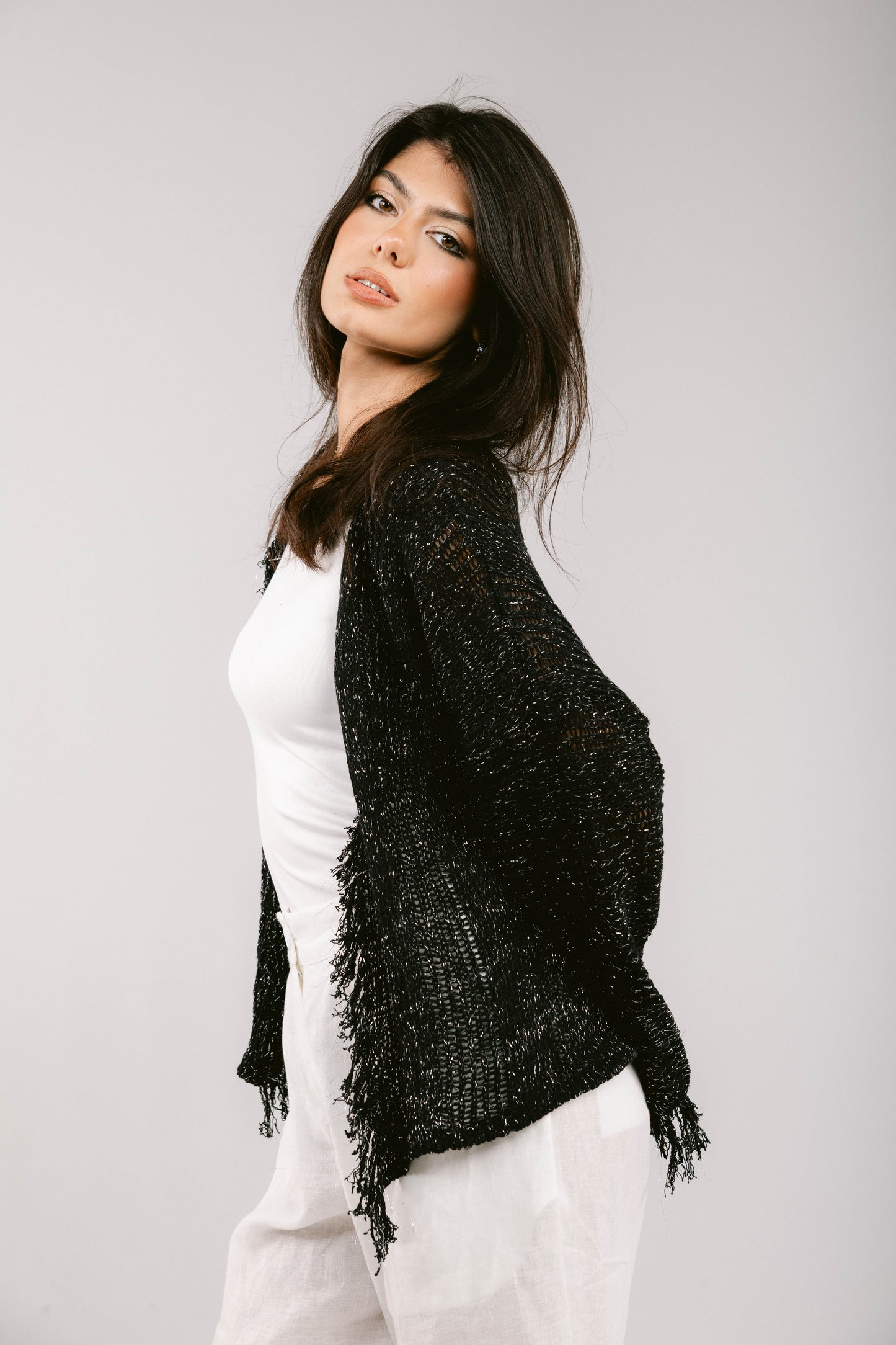 Brighter Days Crochet Cardigan - Black