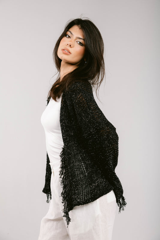Brighter Days Crochet Cardigan - Black