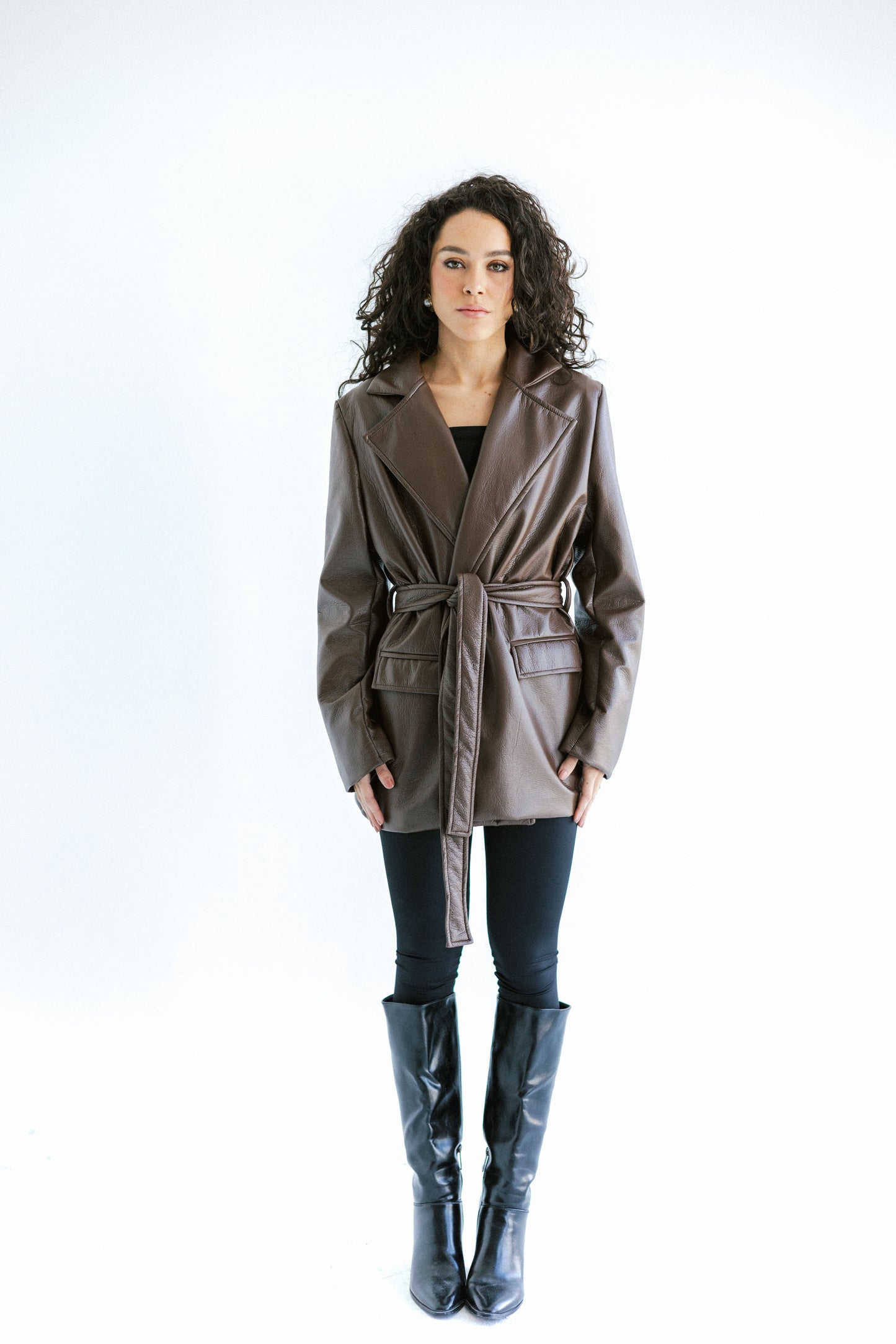 Going Places Leather Blazer (Long Version)  - Brown