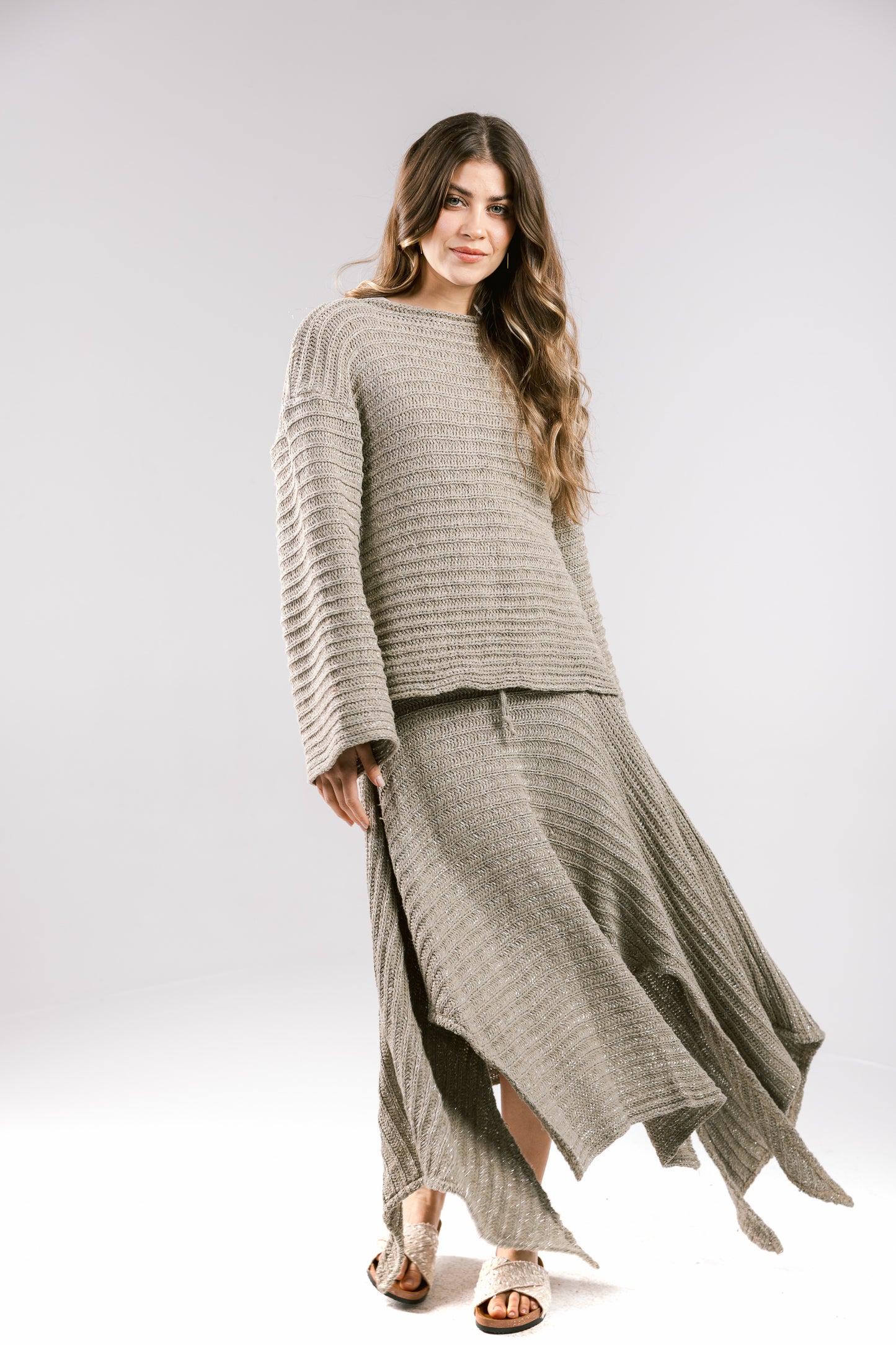 Shore Nights Crochet Skirt - Taupe