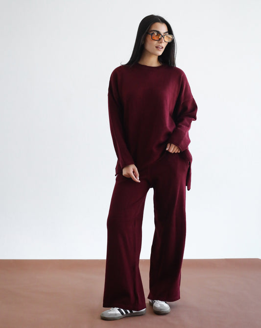 Good Feels Knit Set - Burgundy