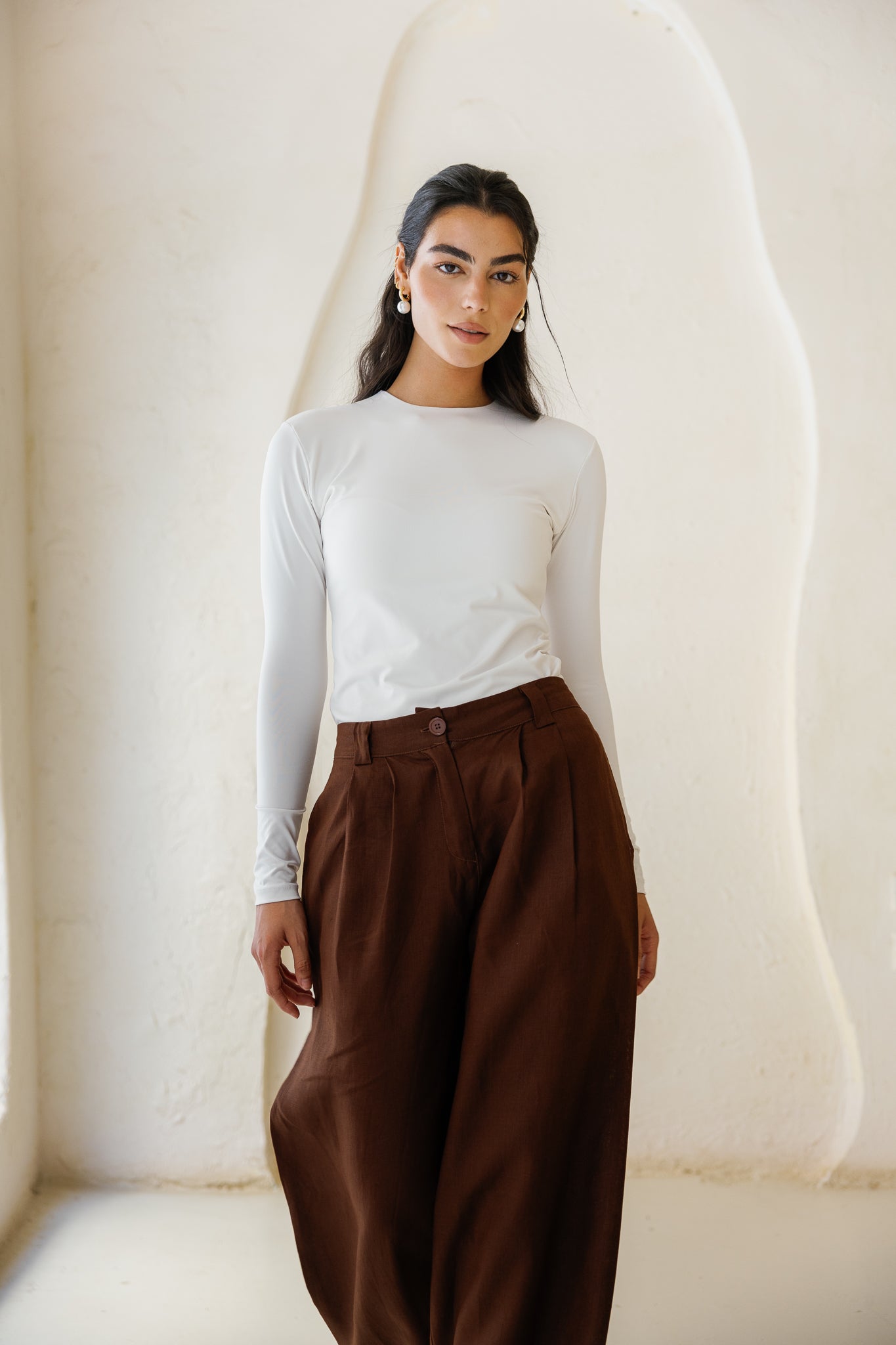 The Pleated Breeze Linen Pants - Brown