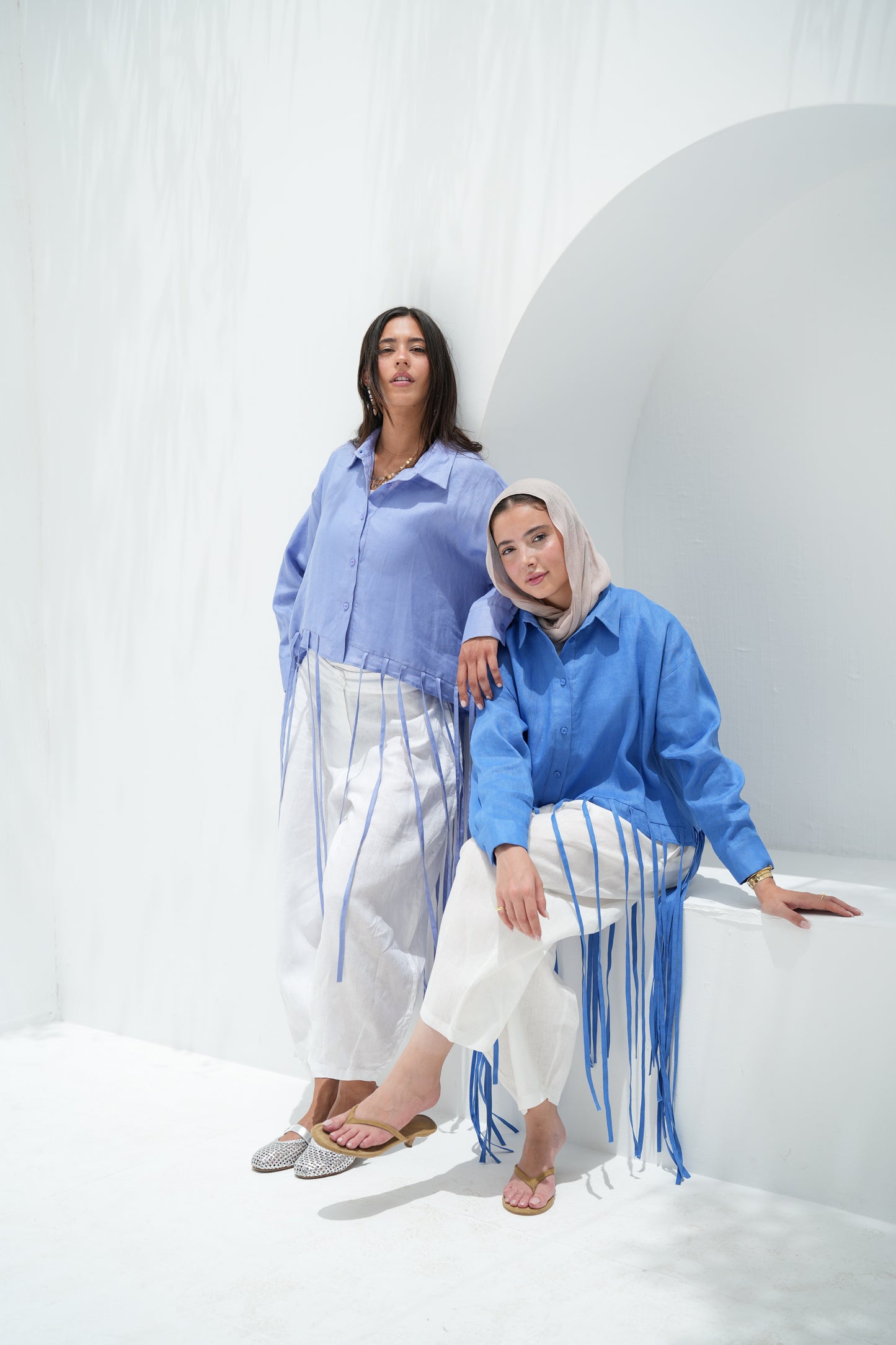 Girl’s Girl Linen Top - Sky Blue