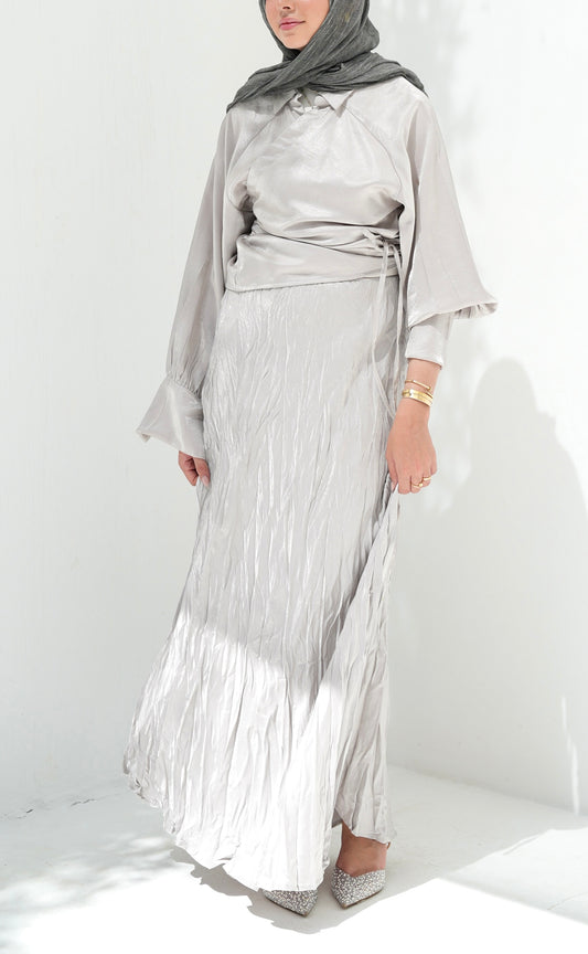 Crushed Shimmery Skirt in Silver
