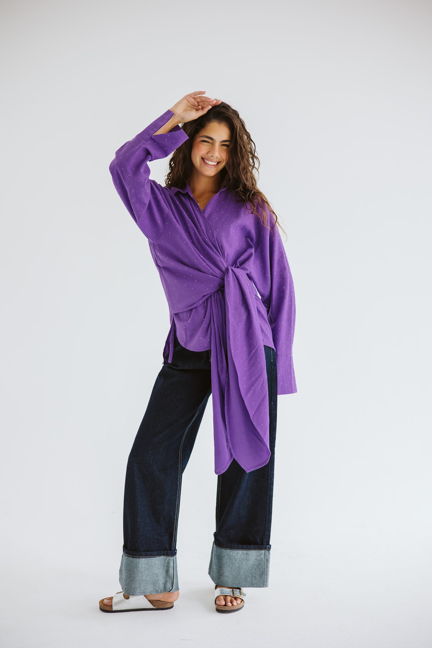Studded Wrapped In A Dream Top - Purple