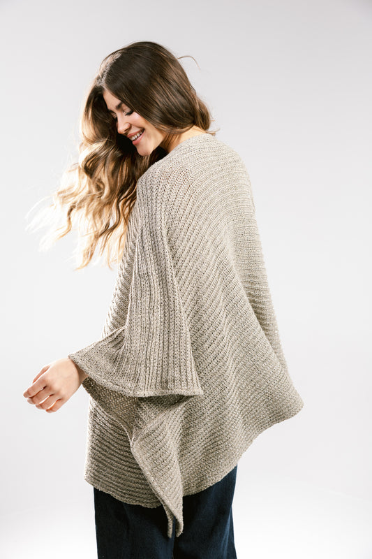 Seen At Sunset Crochet Cape in Taupe