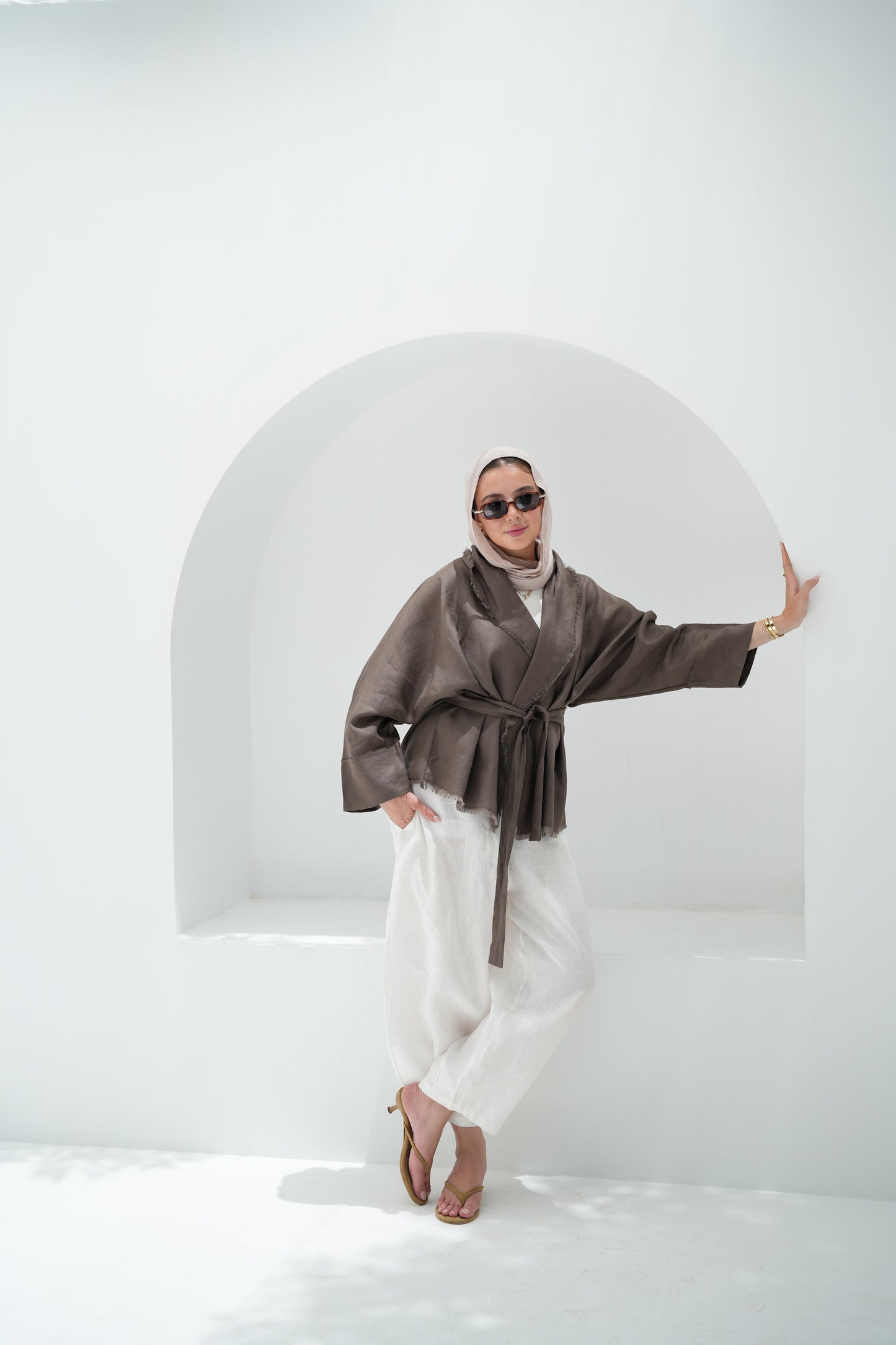 Sun Chaser Linen Cardigan - Mushroom