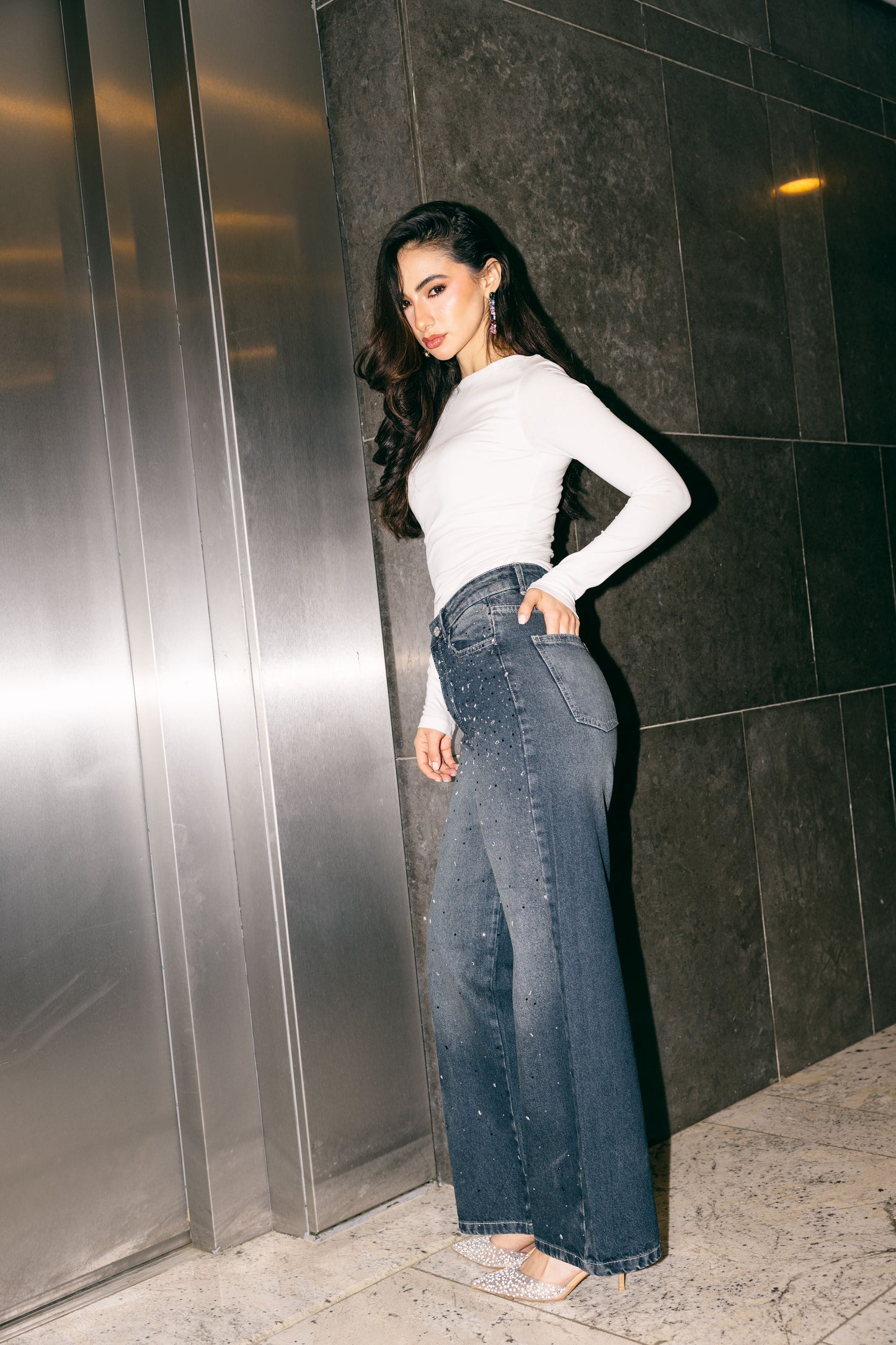 She’s The Moment Denim Pants in Dark Blue