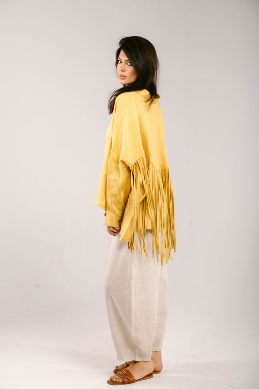 Summer Smiles Linen Top - Mustard