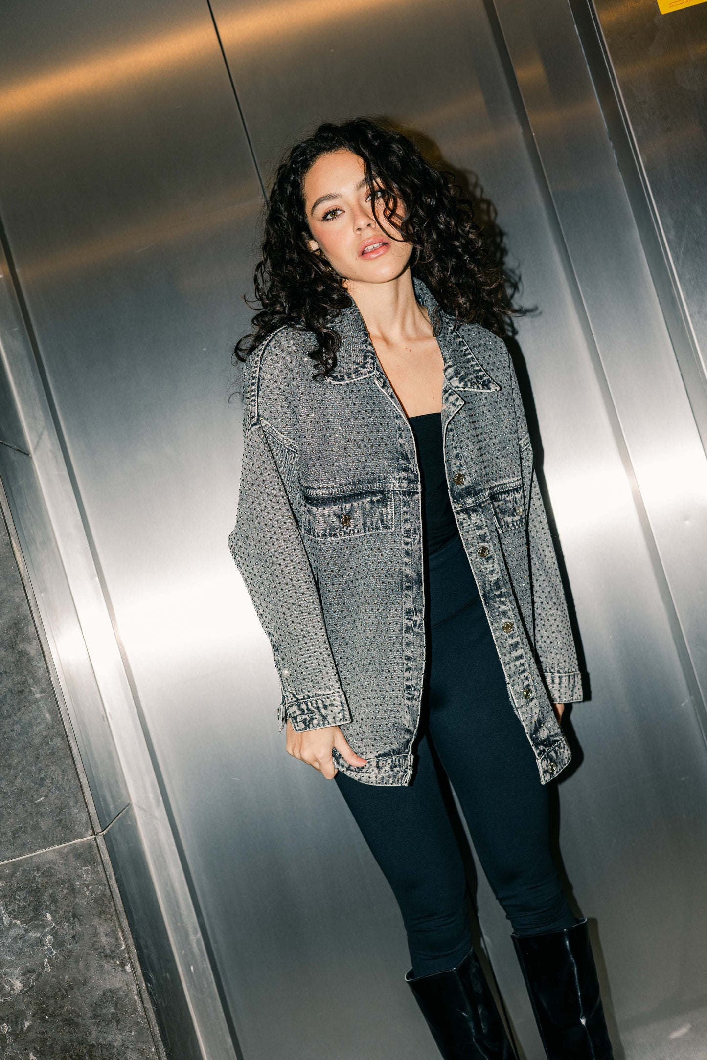 You’re A Gem Denim Jacket in Grey