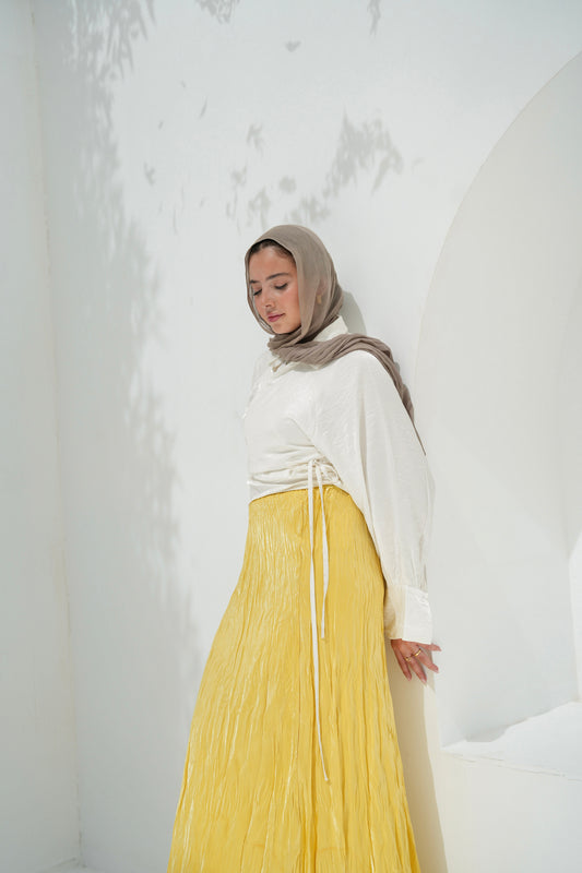 Crushed Shimmery Skirt in Yellow