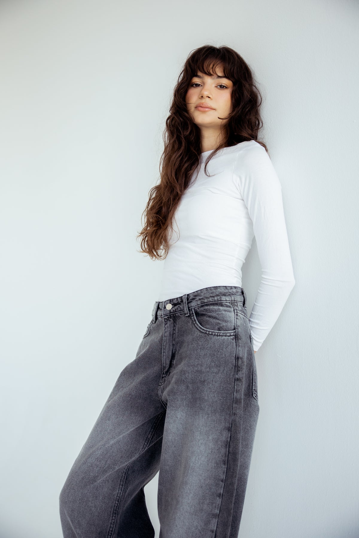 One and Only Balloon Denim Pants - Washed Grey