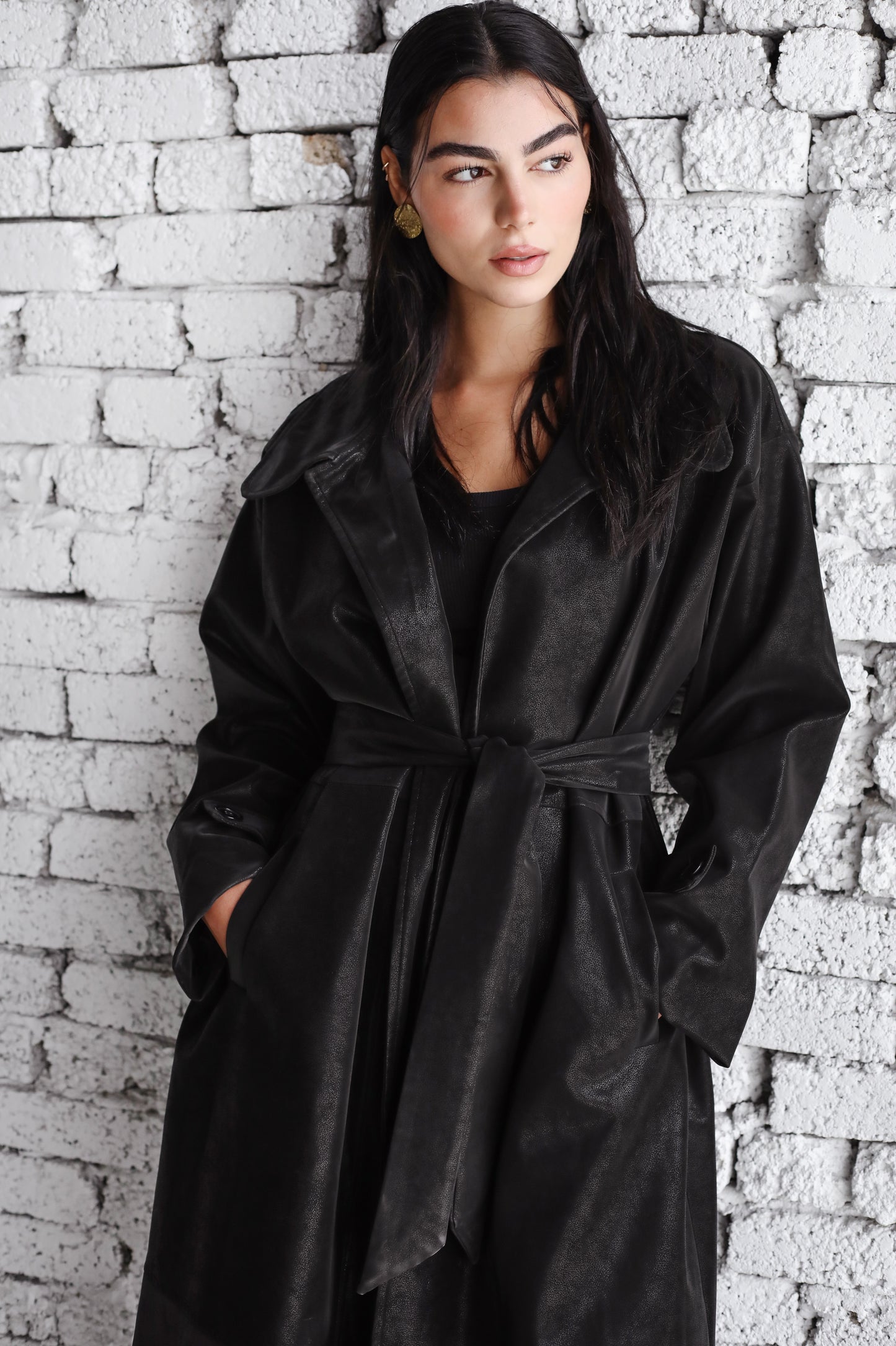 Rock it Leather Trench in Black