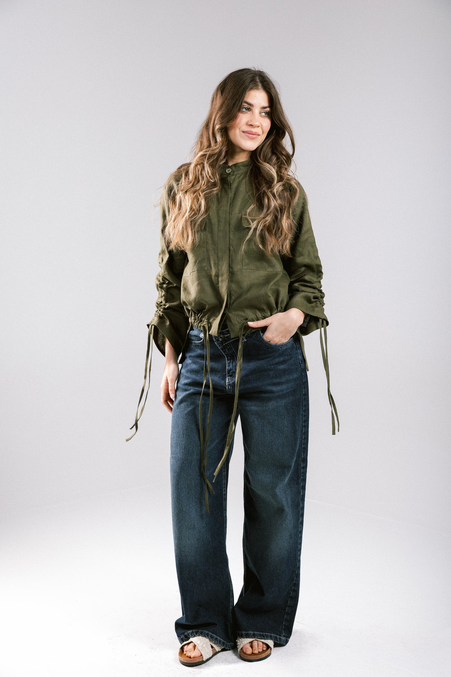 Pretty Fringes Linen Shirt - Olive