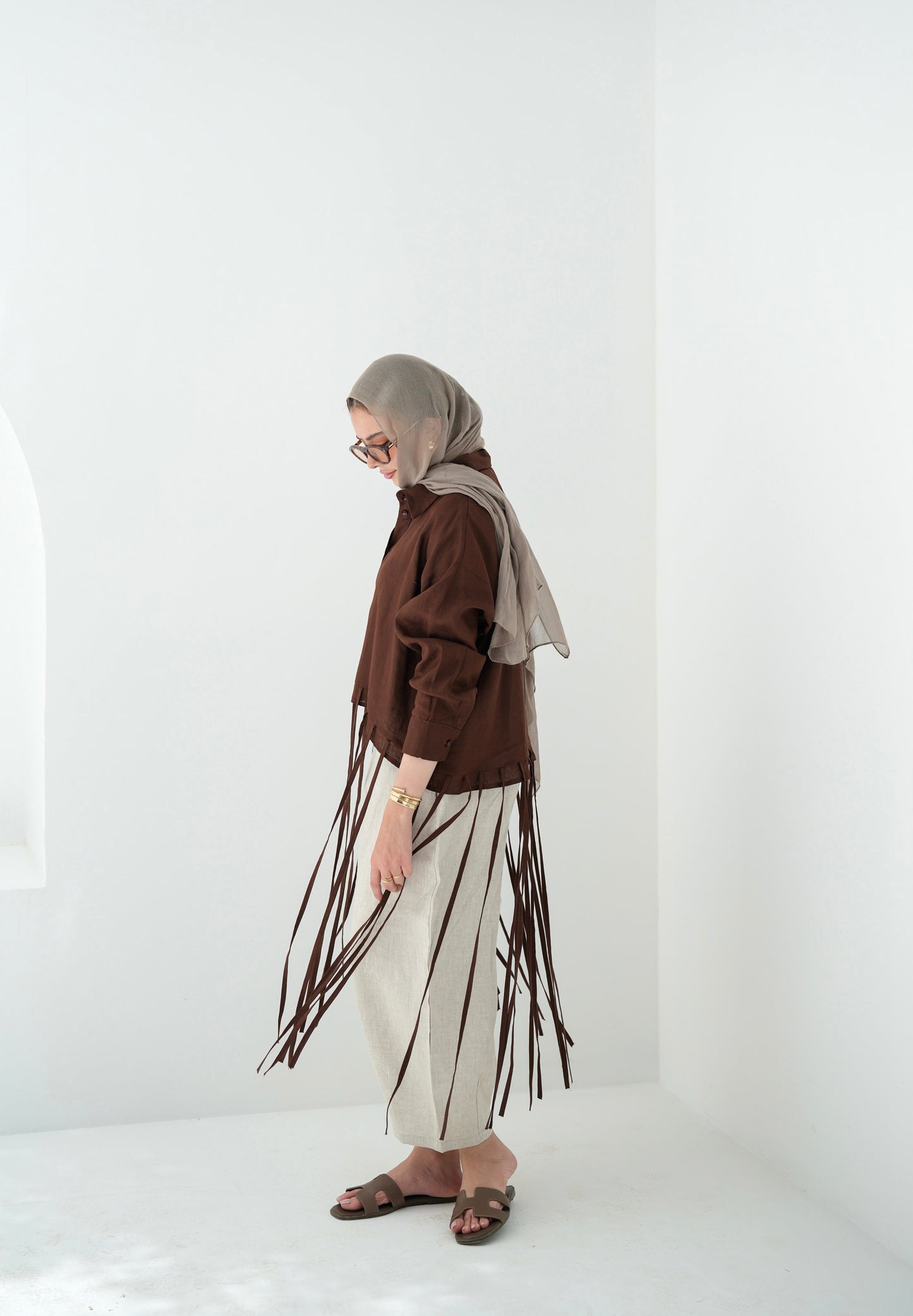 Girl’s Girl Linen Top - Brown