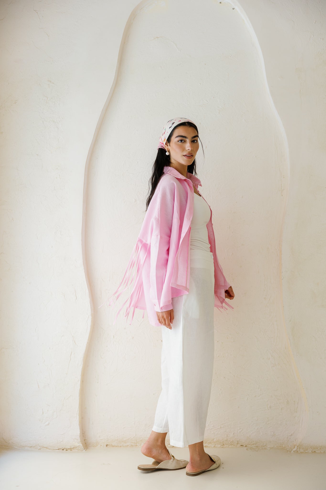 Summer Smiles Linen Top - Powder Pink
