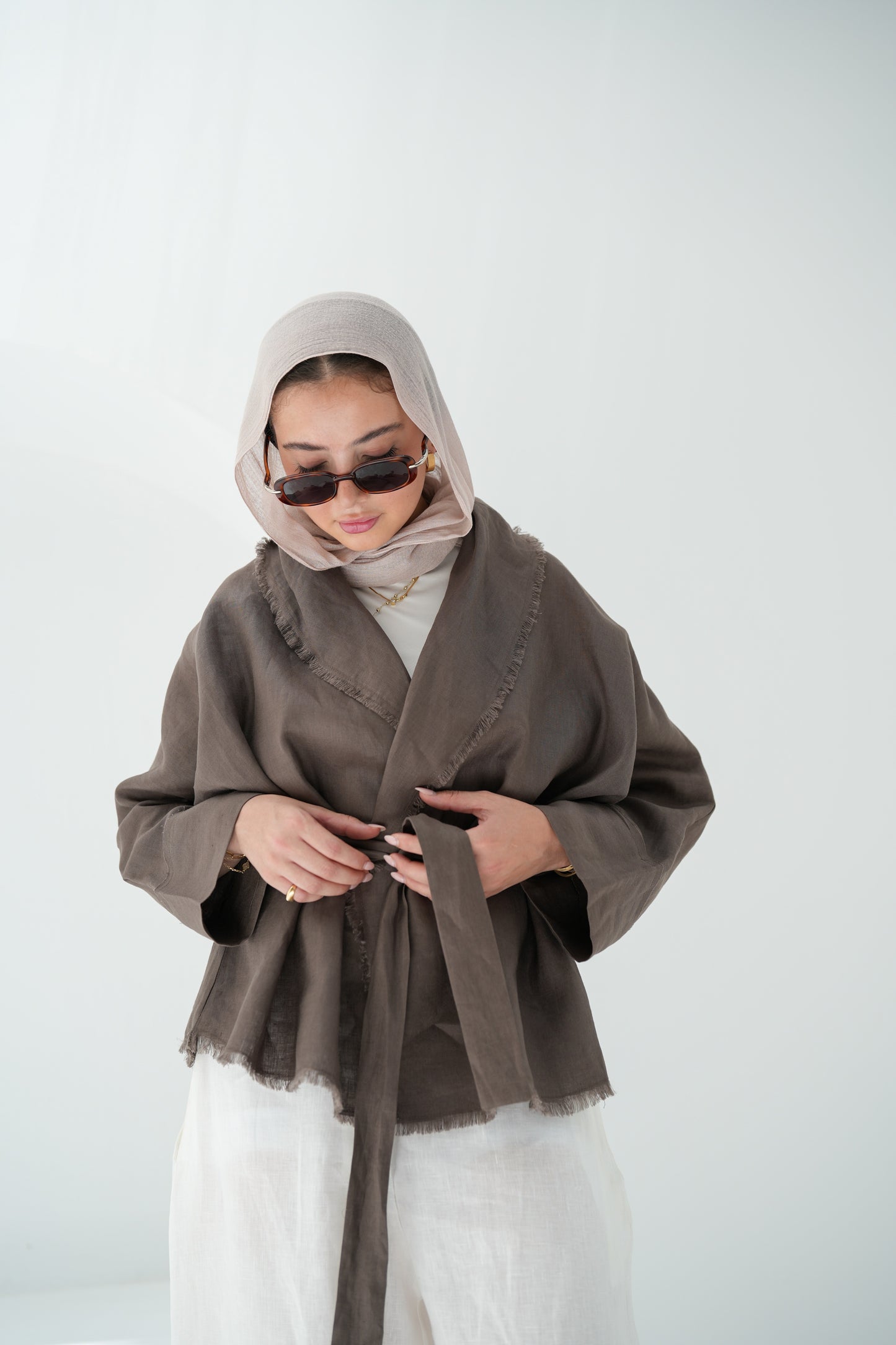 Sun Chaser Linen Cardigan - Mushroom