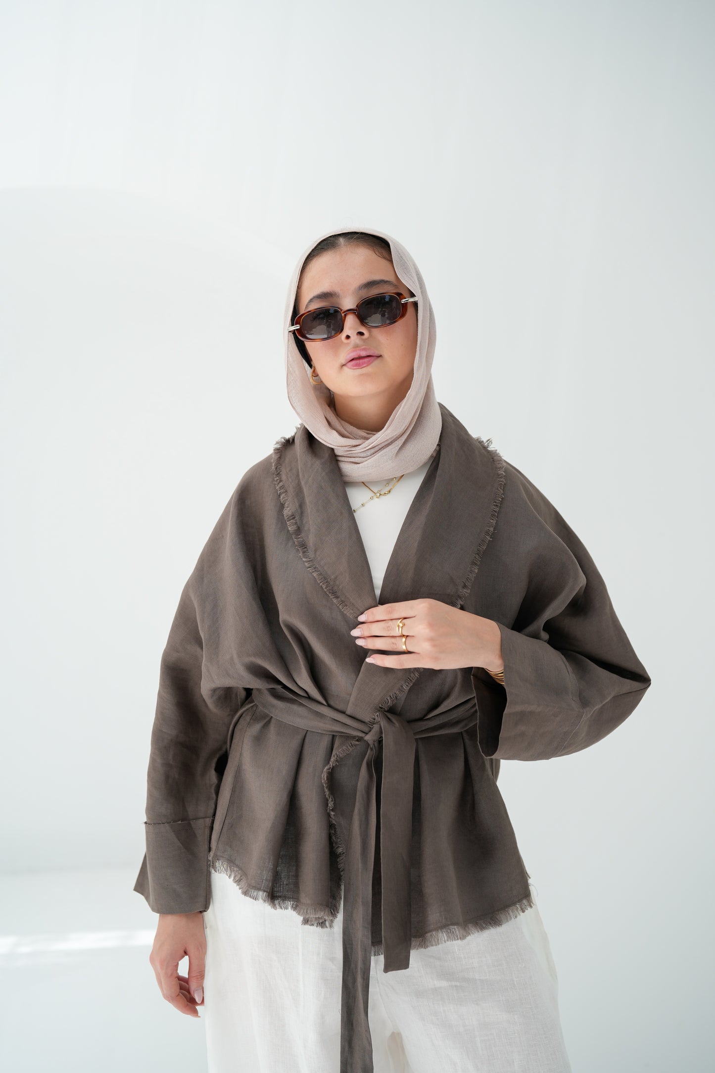 Sun Chaser Linen Cardigan - Mushroom