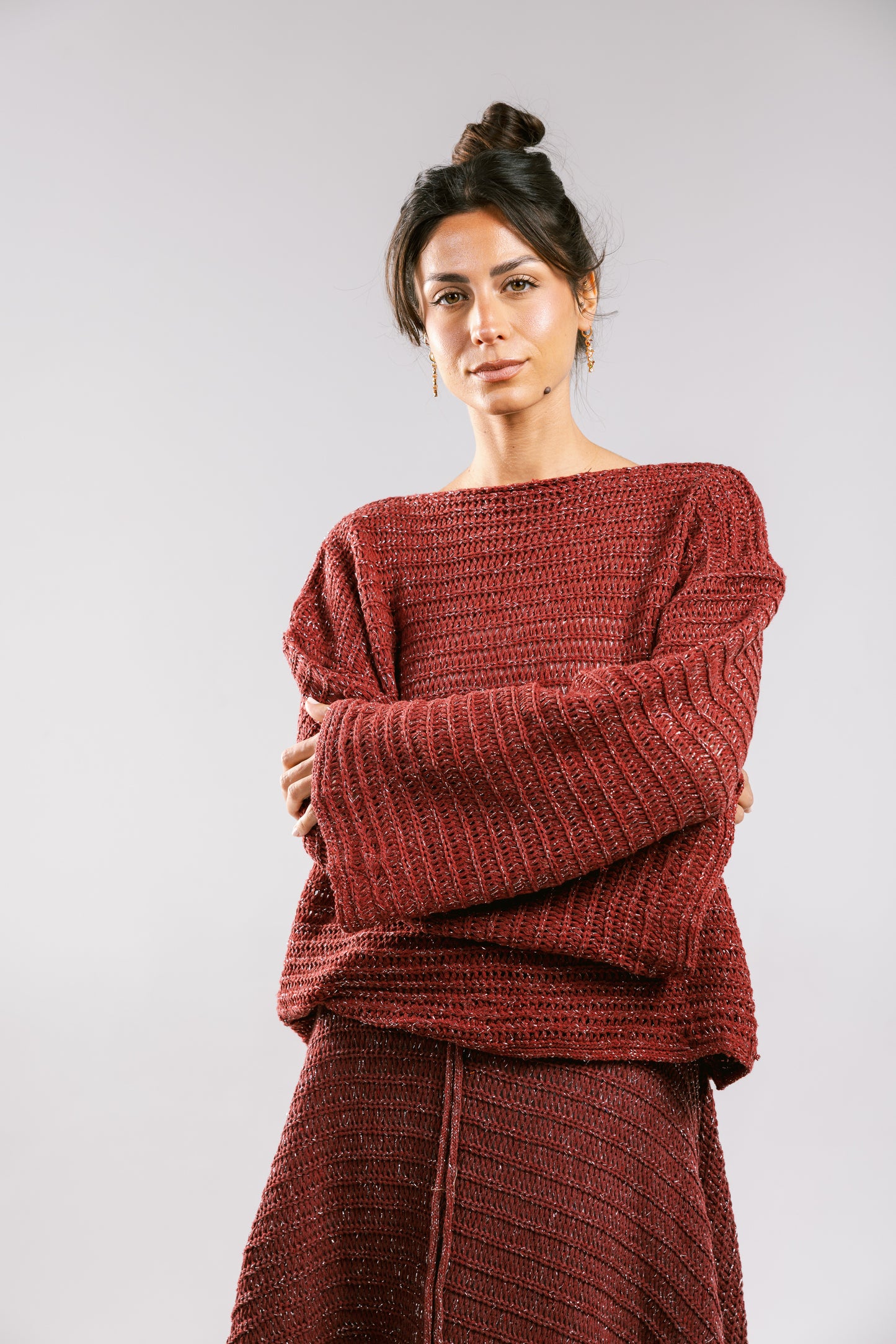 Seascape Crochet Top - Burgundy