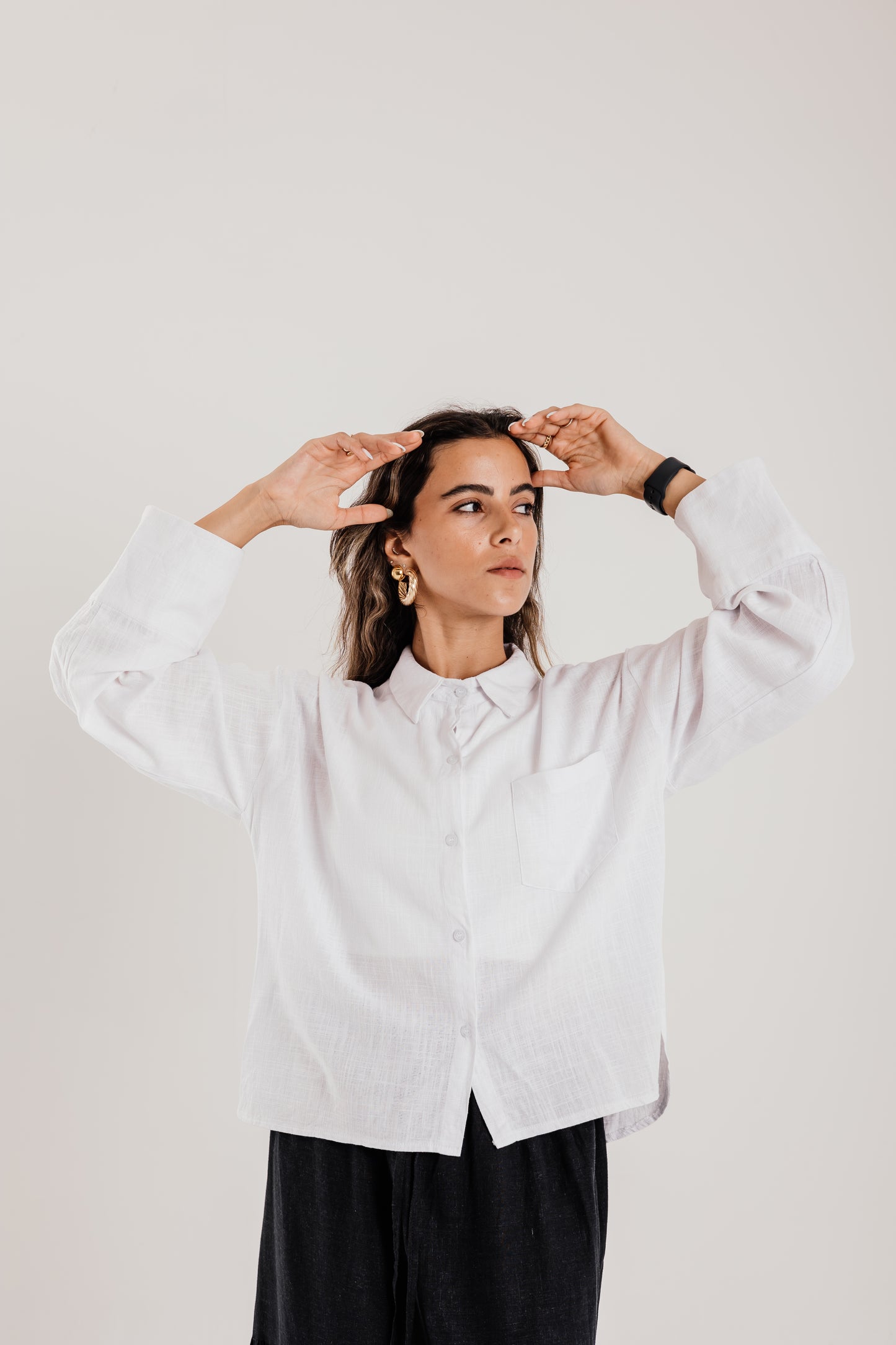 Cropped Linen Shirt in White