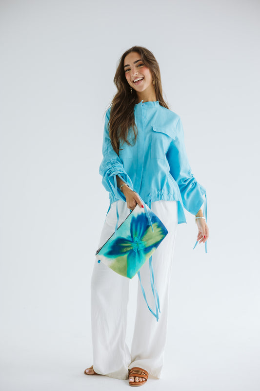 Pretty Fringes Linen Shirt - Turqoise