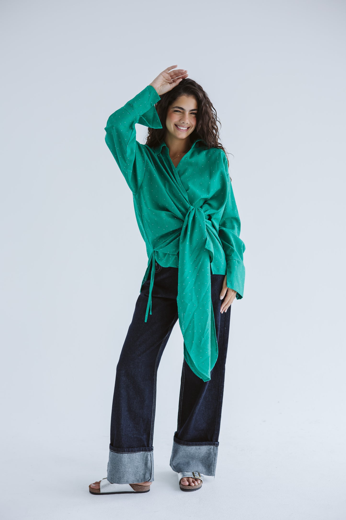 Studded Wrapped In A Dream Top - Green