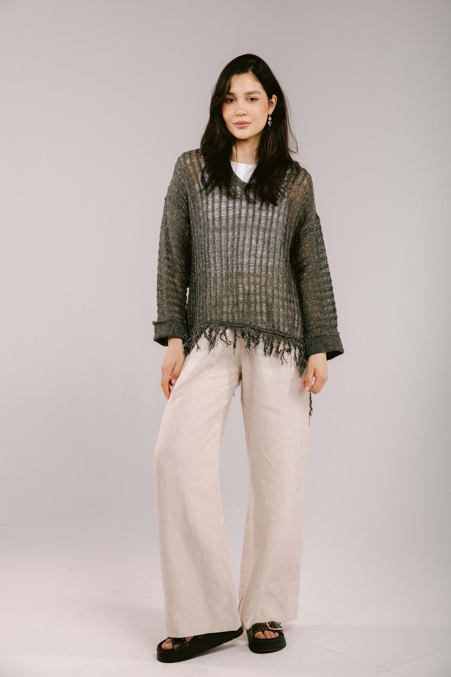 By The Beach Crochet Top - Olive